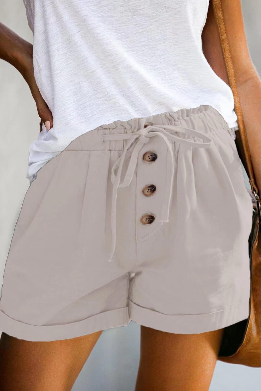 FEKOAFE Women's High Waist Cotton Shorts with Drawstring - Comfy Summer Casual Shorts for Women 2025 Trendy Fashion (Sizes S-2XL) - Perfect for Beach, Gym, Yoga & Everyday Wear