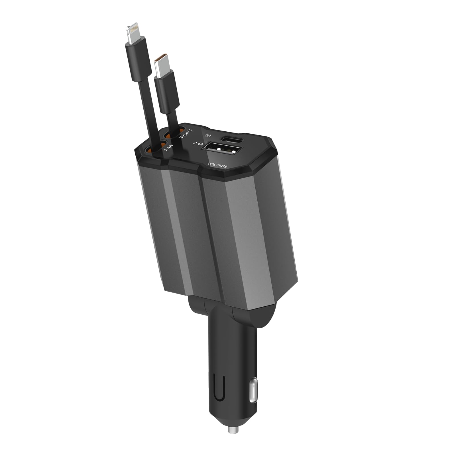 HENSLON 4-in-1 Retractable Car Cigarette Lighter USB C Adapter - 66W Fast Car Charger with PD & QC 3.0 - Compatible with iPhone 16/15/14/13, Samsung Galaxy S25/S24, Pixel 9 - Perfect for Road Trips & Daily Commute