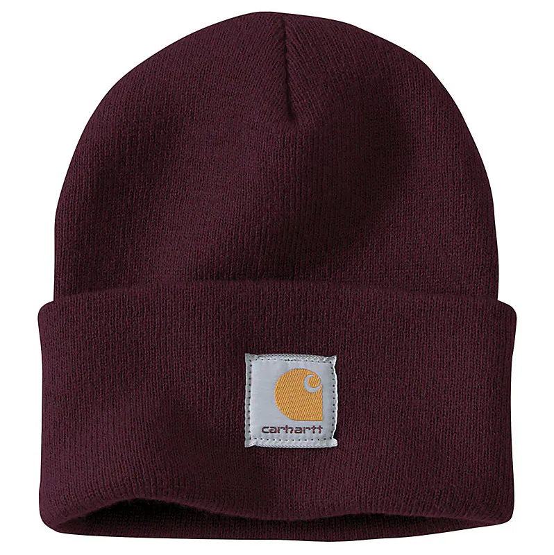 Carhartt Knit Cuffed Beanie - Blackberry Color, Warm Winter Hat for Men & Women - Perfect for Skiing, Snowboarding & Outdoor Activities