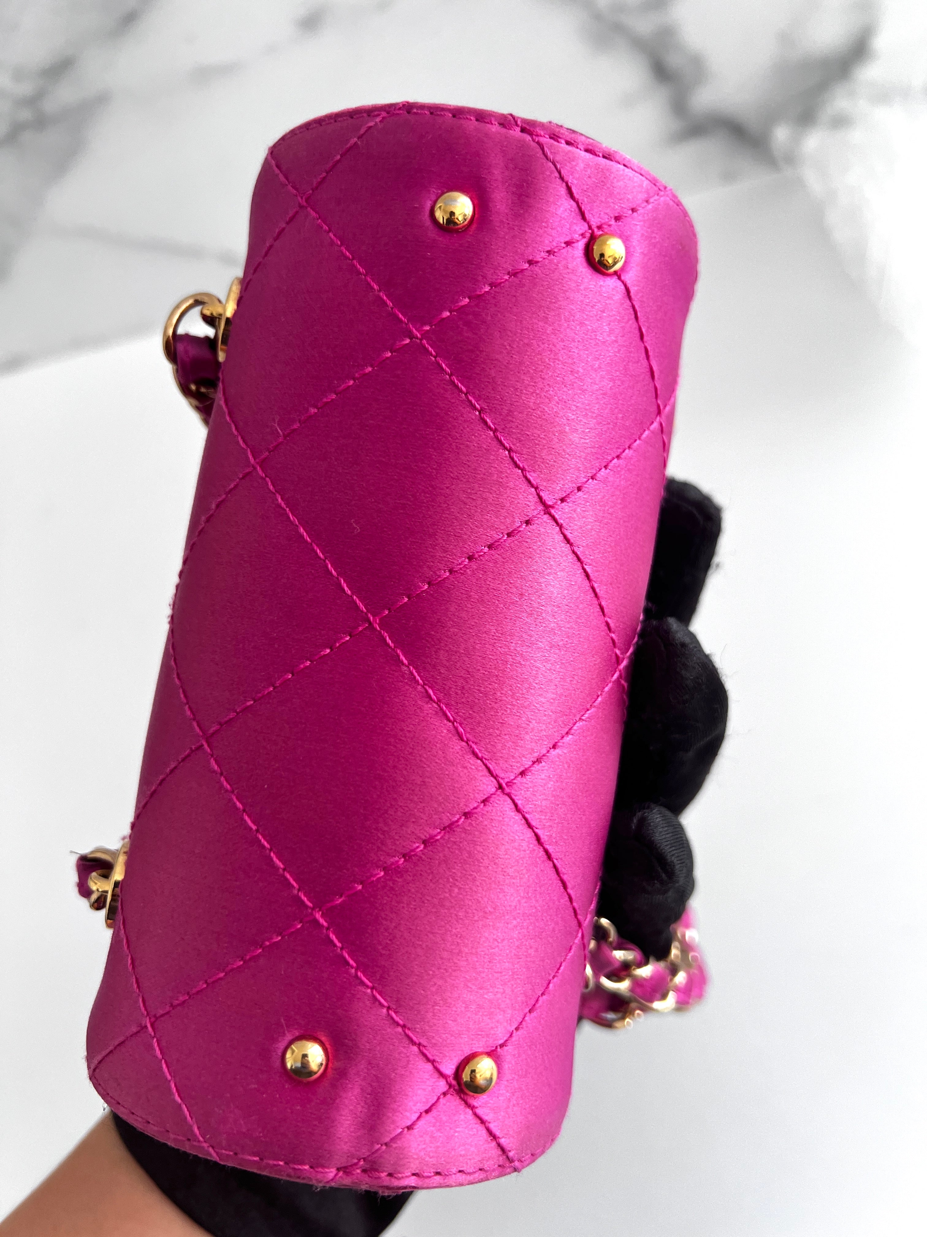 Vintage Chanel Pink Satin Mini Bag - Luxury Crossbody Purse for Women, Elegant Evening Clutch, Perfect for Parties, Weddings & Special Occasions