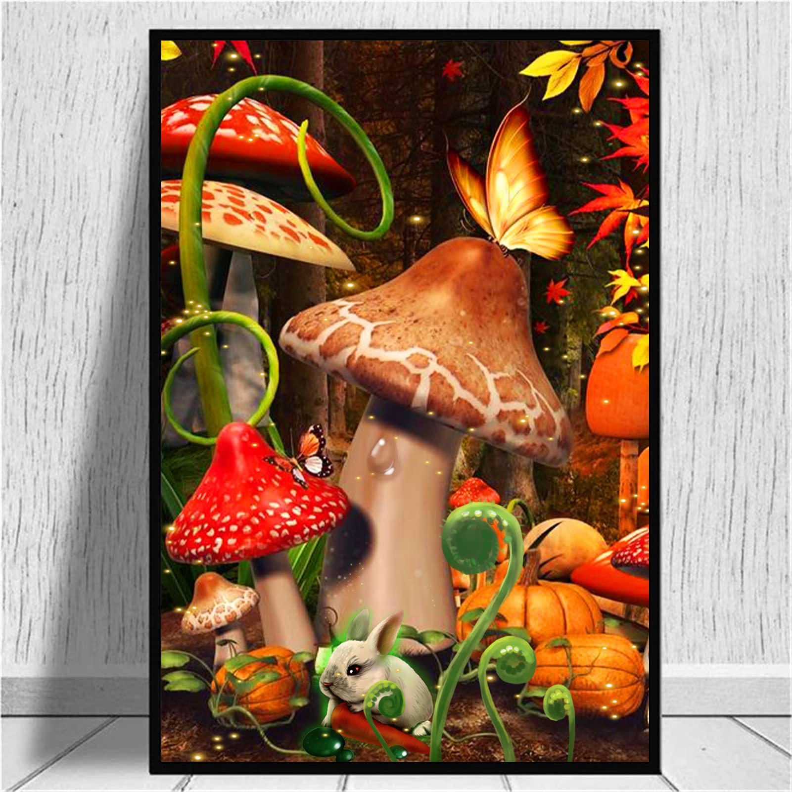 5D DIY Diamond Painting Kit for Adults - Mushroom Forest Butterfly Full Round Drill Diamond Art, Crystal Rhinestone Home Wall Decor (30x40cm) - Perfect for Relaxation, Stress Relief & Creative Gift Ideas