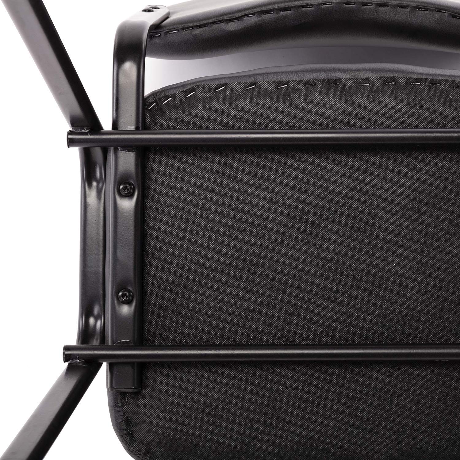 5-Pack Black Vinyl Leather Padded Stackable Chairs - Comfortable Armless Upholstered Seating for Office, Waiting Room, Church, Conference, Reception & Classroom - Space-Saving Stacking Chairs for Events & Multi-Purpose Use