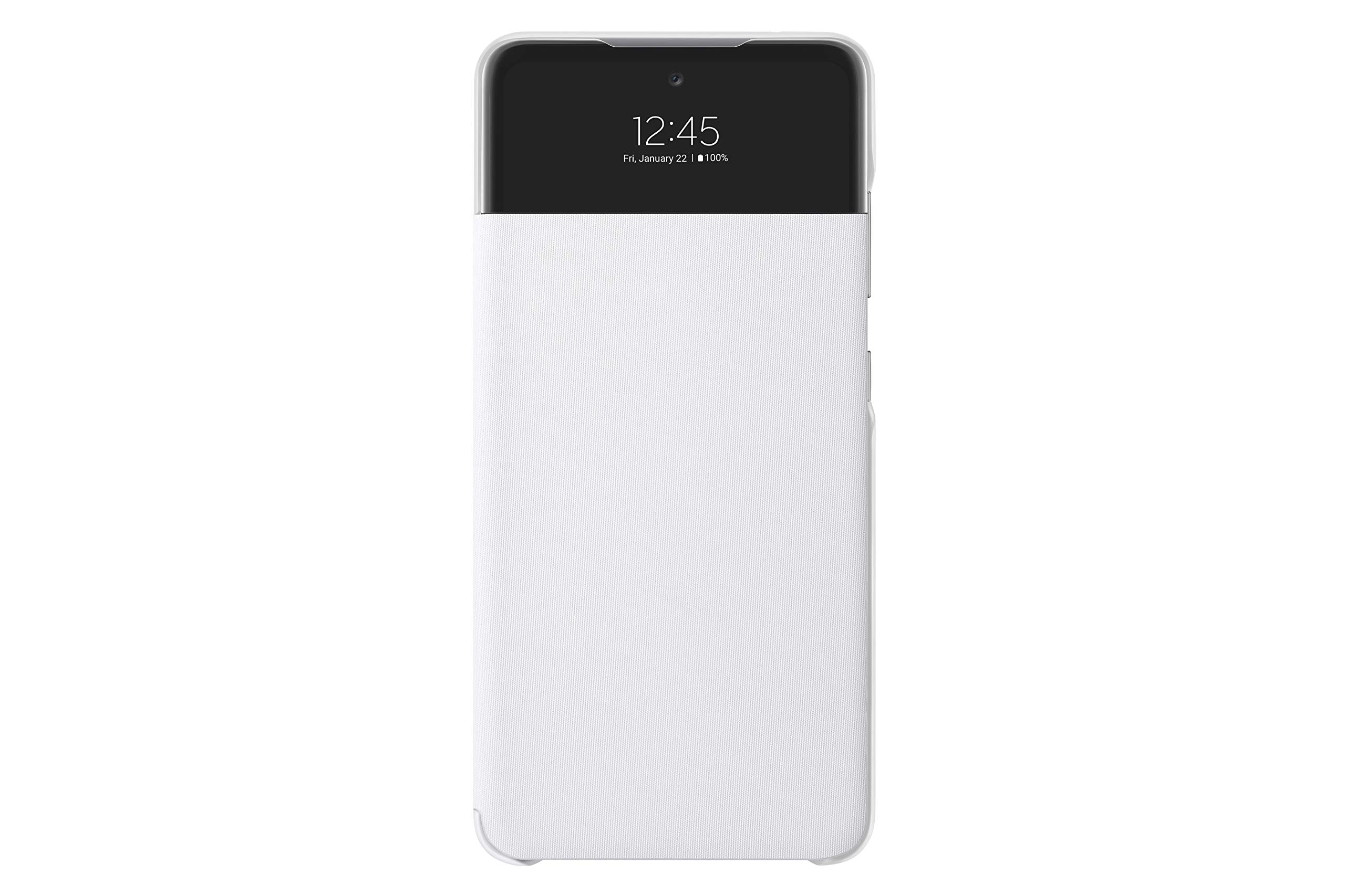 Samsung Galaxy A52 S-View Wallet Case - Slim Protective Cover with Card Holder & Clear Window (White) | Perfect for Everyday Use, Business & Travel