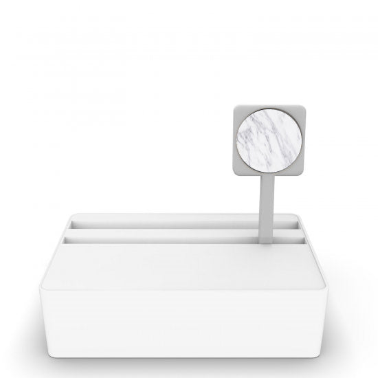 Apple MagSafe Compatible Magnetic Wireless Charger & Car Mount - Fast Charging for iPhone 12/13/14 Series (White & Marble Design) - Perfect for Car, Office & Nightstand Use