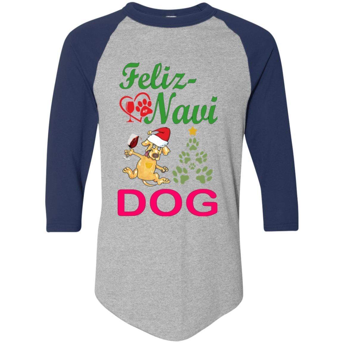Feliz Navidad Dog Sweater - Colorblock Raglan Jersey in Green & Red | Christmas Pet Apparel for Small & Medium Dogs | Perfect for Holiday Photos & Festive Outfits