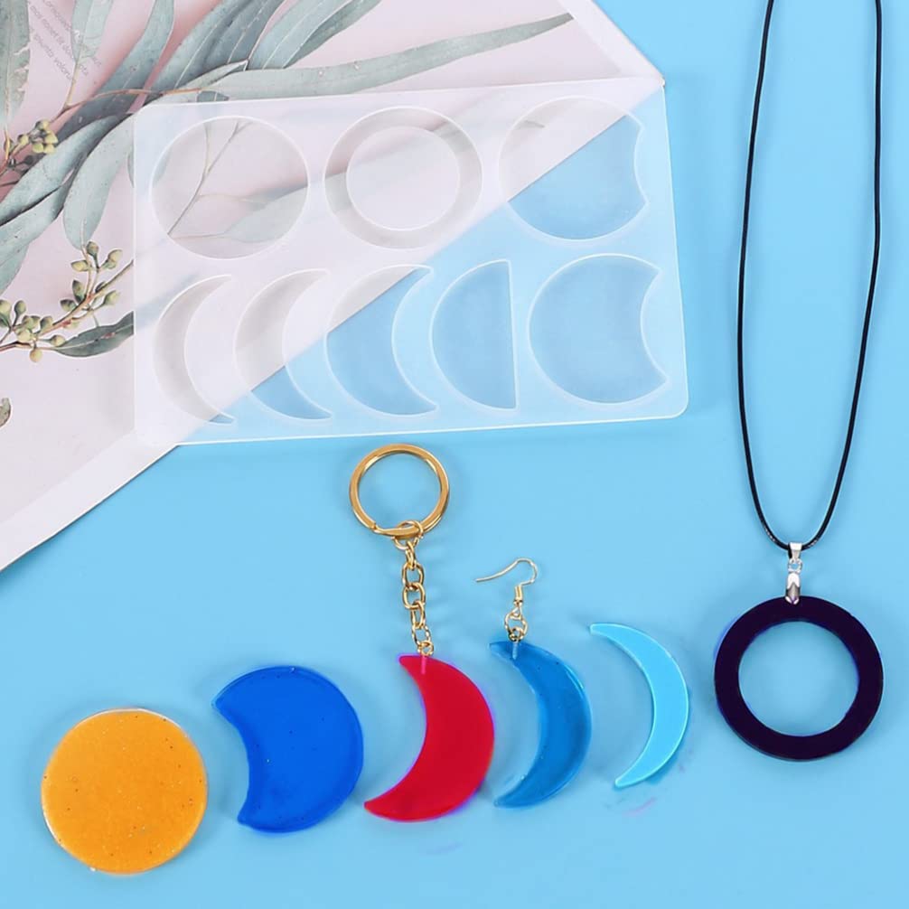 Moon Phase Silicone Molds for Resin Casting - 2PC Set (Crescent & Full Moon) - DIY Epoxy Jewelry Making, Keychain Pendants, Craft Art Supplies - Perfect for Home Decor, Gift Making & Boho Style Accessories