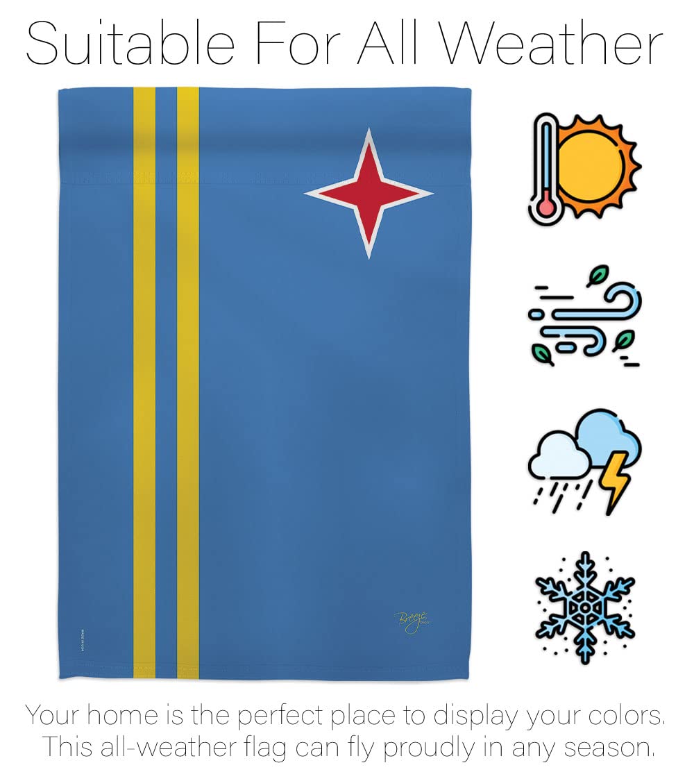 Aruba National Flag Set 28x40in w/Pole for Home & Garden Decor