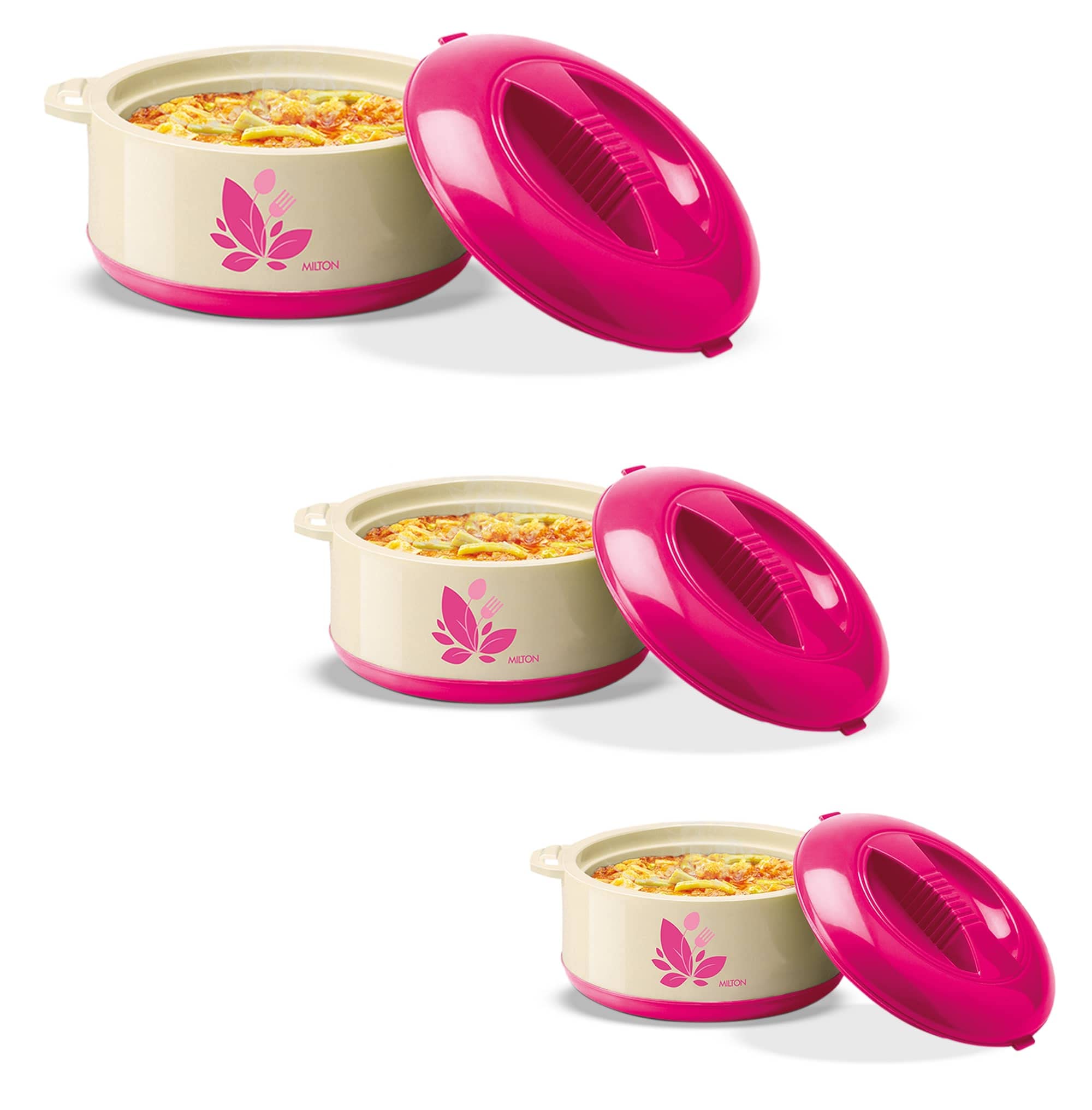 Milton Orchid Jr. 3-Piece Casserole Set in Pink - Perfect for Cooking, Serving & Gifting | Oven-Safe Bakeware for Family Dinners & Holiday Meals