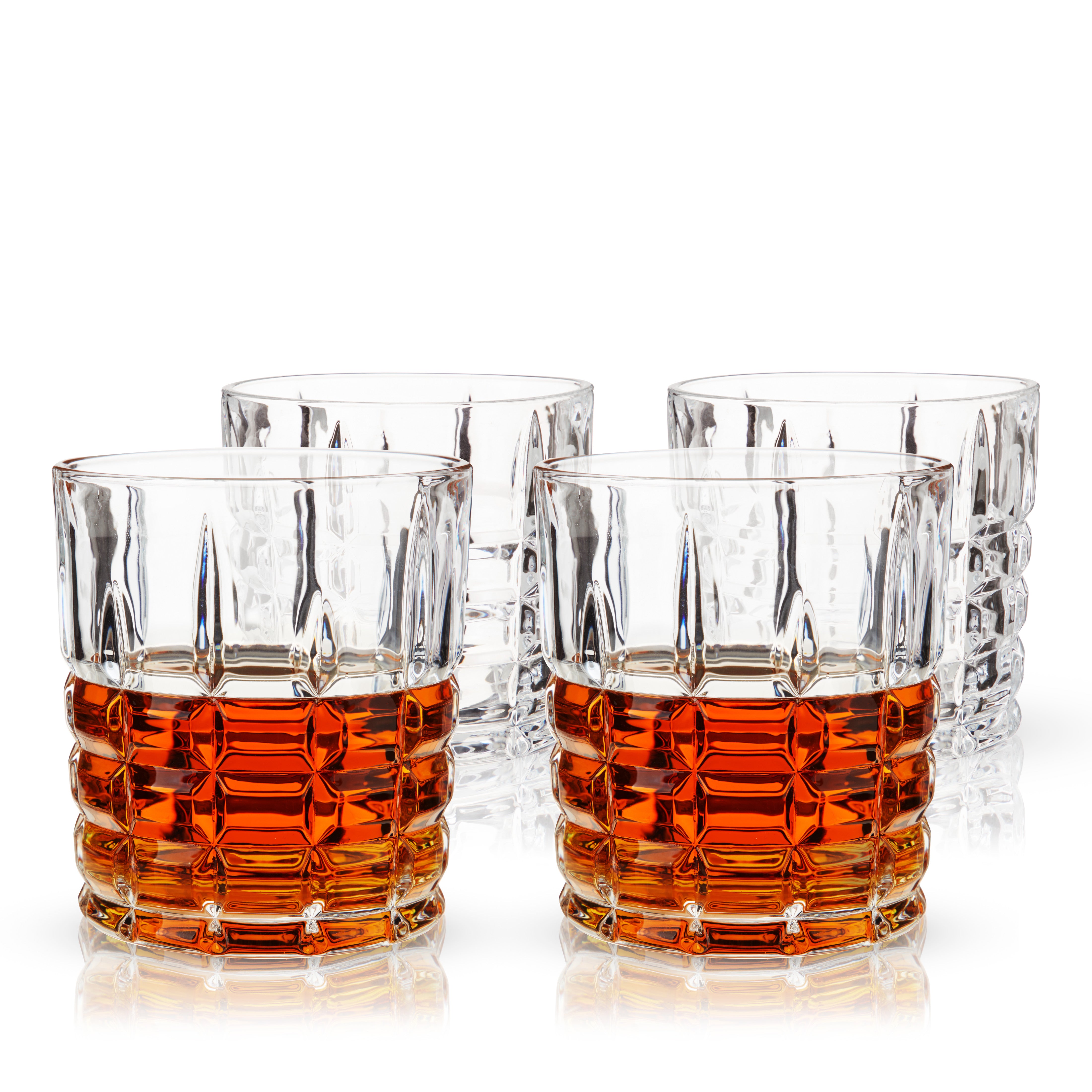 Premium Highland Crystal Tumblers Set of 4 - Elegant Whiskey Glasses for Scotch, Bourbon & Cocktails - Perfect for Home Bar, Dinner Parties & Gifts