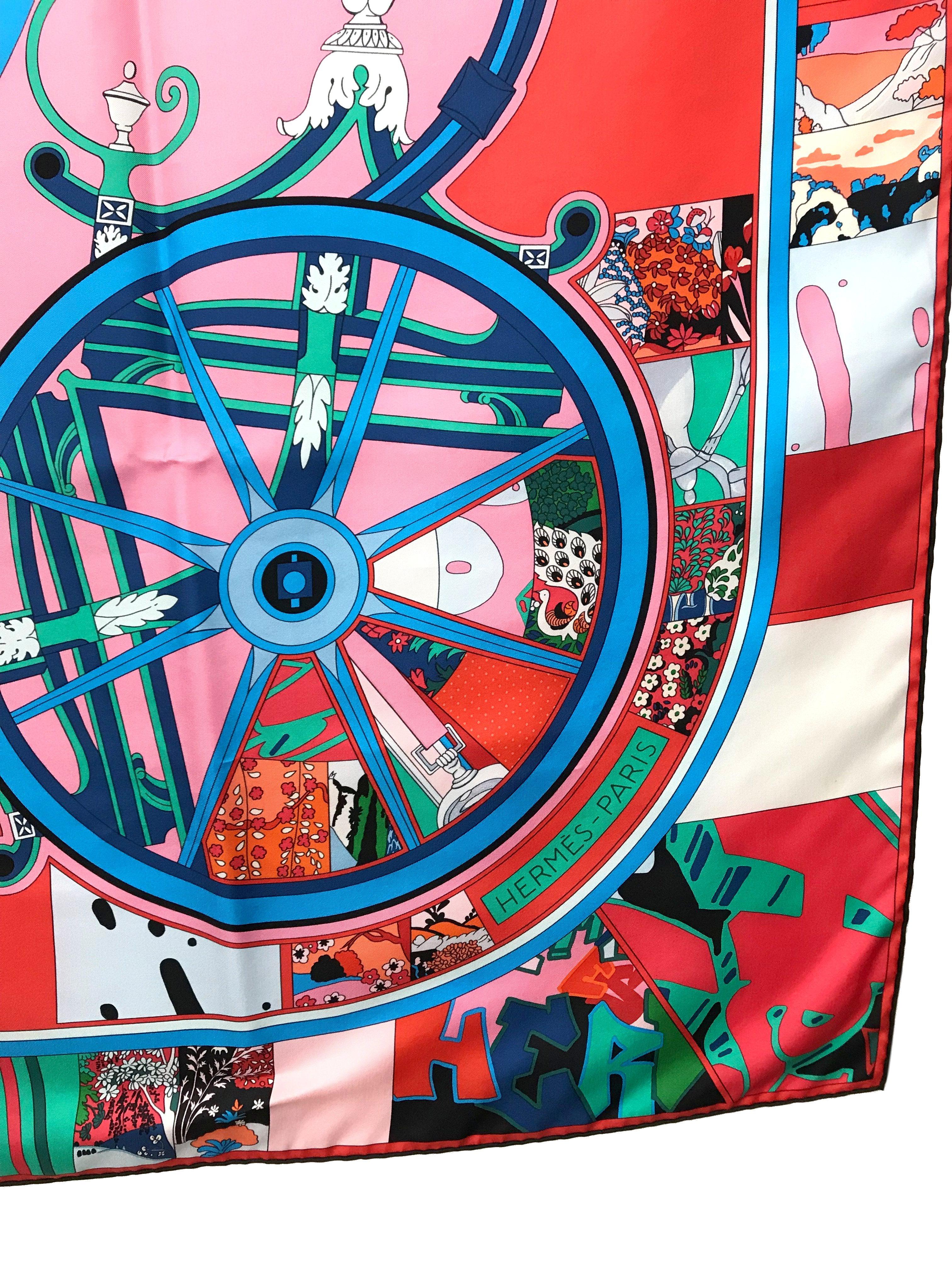 Hermes Washington's Carriage Silk Scarf 140 - Luxury Designer Shawl for Women, Soft & Elegant Fashion Accessory - Perfect for Parties, Weddings & Special Occasions
