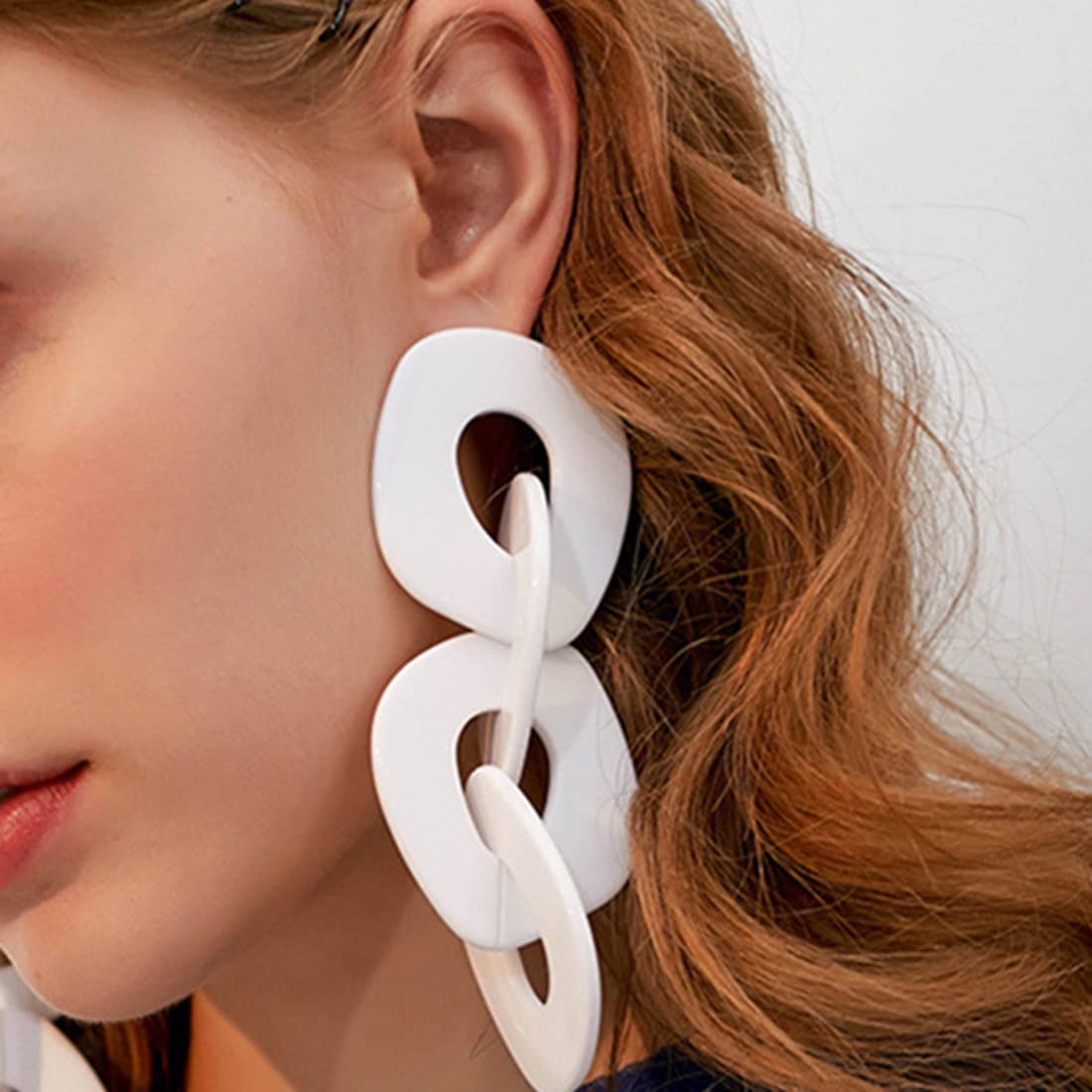 Stylish Acrylic Drop Dangle Earrings for Women - Chunky Long Link Chain Statement Earrings Punk Fashion Jewelry | Perfect for Parties, Concerts & Everyday Wear