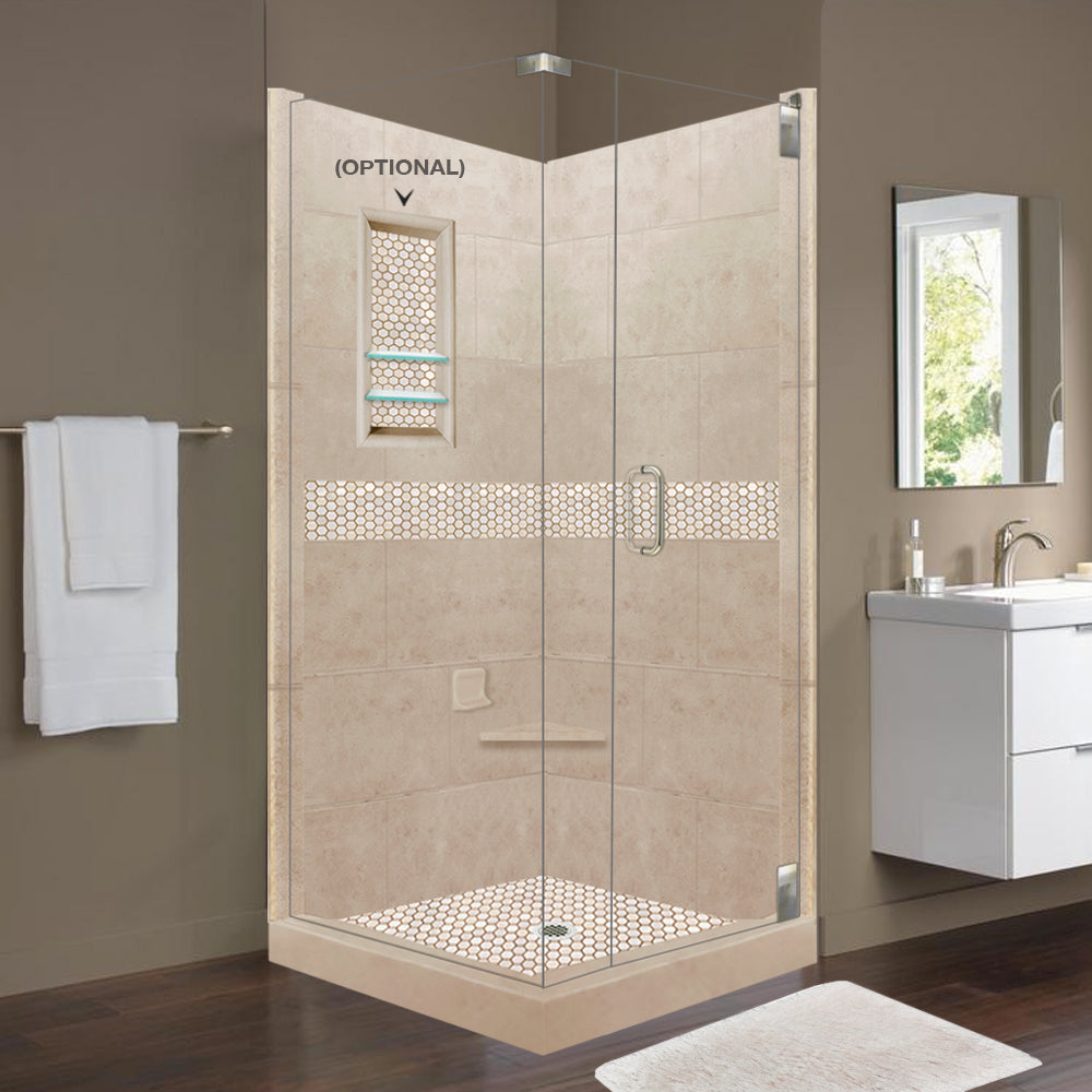 Premium Brown Sugar Sistine Stone & Honey Hex Mosaic Tile - DIY Shower Remodel Kit for Bathroom, Kitchen Backsplash & Flooring Accent Wall
