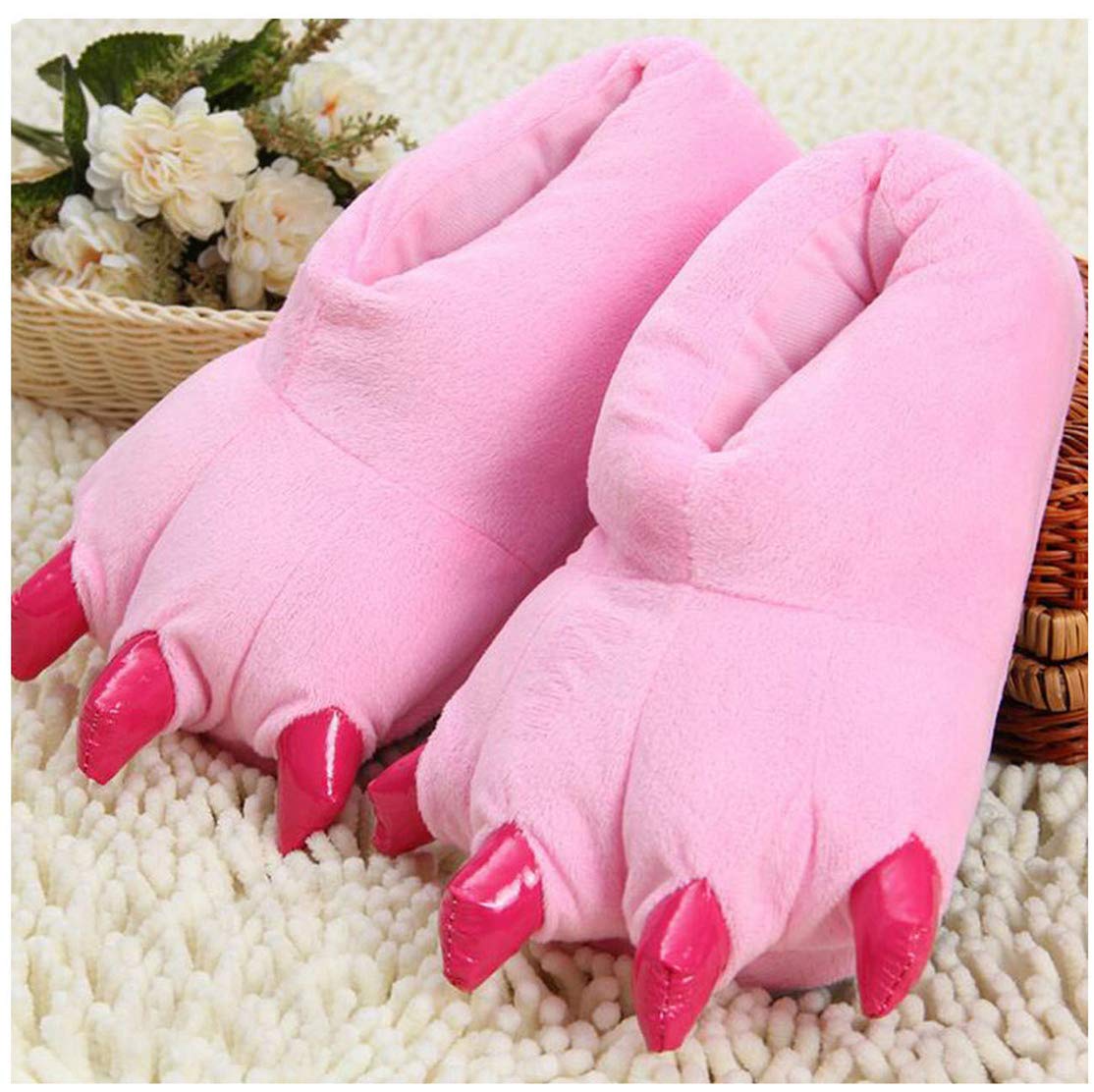 Cozy Plush Animal Paw Slippers for Adults - Warm Fuzzy Dinosaur Claw House Shoes for Indoor Comfort - Perfect for Winter Lounging & Gift Giving