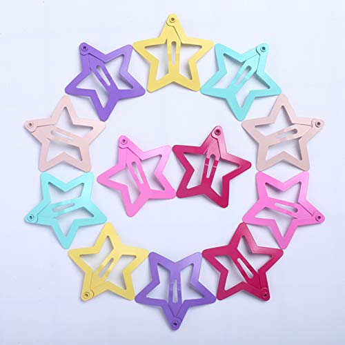 12Pcs Multi-Color Star Hair Clips for Kids - Cute Cartoon Snap Barrettes, Non-Slip Metal Hairpins for Baby & Children - Perfect for School, Parties & Daily Hairstyles