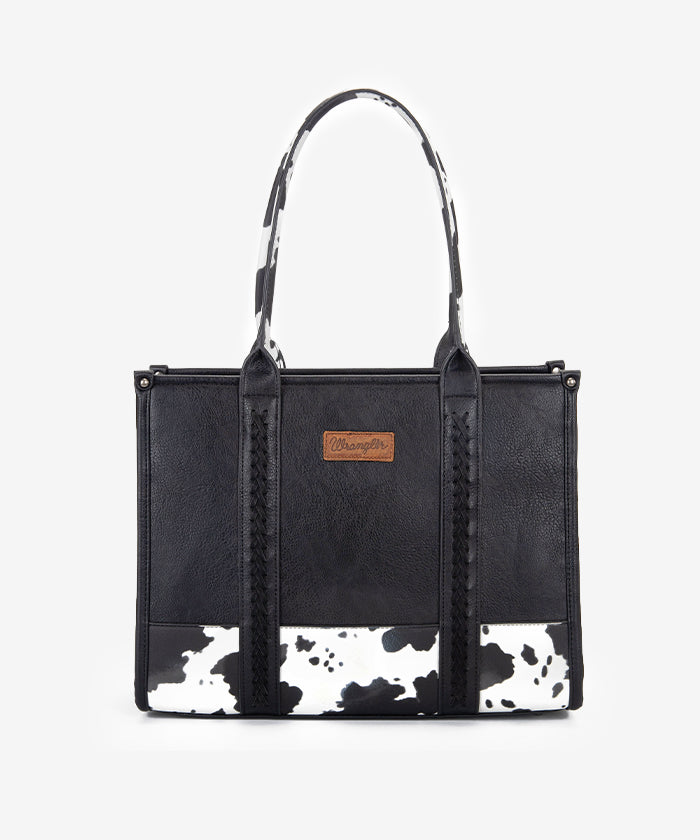 Wrangler Cow Print Wide Tote Bag - Stylish & Spacious Women's Handbag for Work, Travel & Shopping