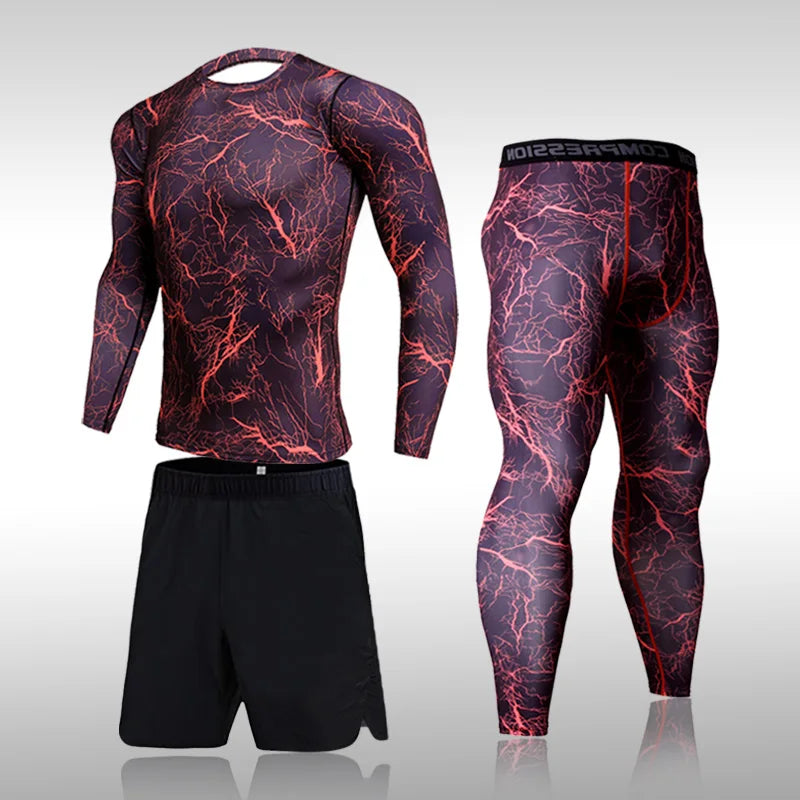 Quick Dry Camouflage Men's Running Set - Compression Sports Suit with Skinny Tights & Rashguard for Gym, Fitness & Outdoor Activities | Moisture-Wicking Workout Clothes for Jogging, Training & Sports 2025