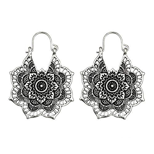 Boho Dangling Vintage Hollow Plumeria Earrings for Women - Lightweight Trendy Jewelry Gifts for Birthday, Christmas, Party & Everyday Wear