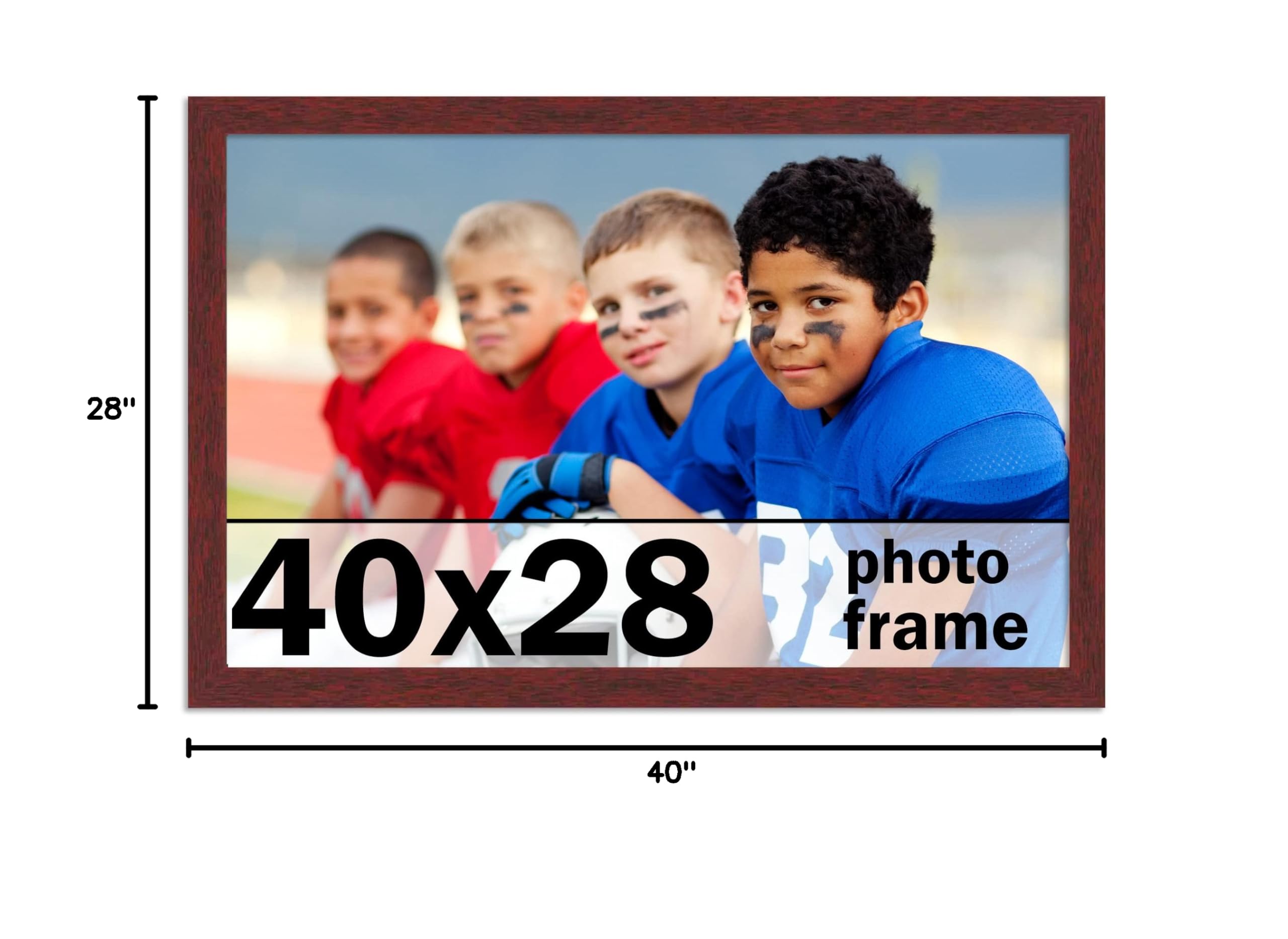 CountryArtHouse 40x28 Inch Brown Mahogany Solid Wood Picture Frame with UV Acrylic Plexiglass, Acid-Free Foam Backing & Hanging Hardware - Perfect for Wall Art, Family Photos, and Home Decor