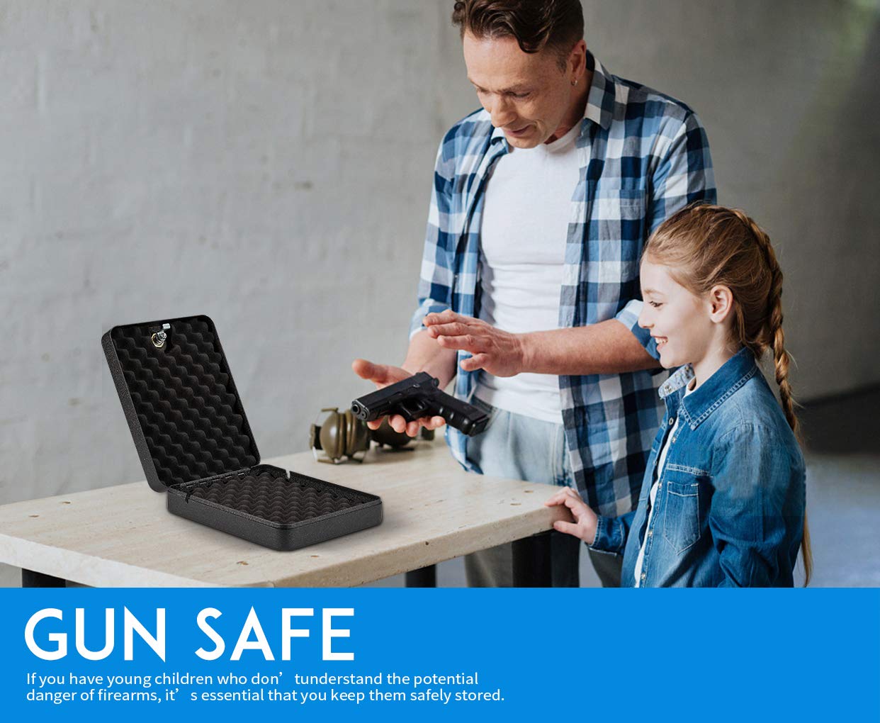 RPNB Gun Safe - Portable Security Safe Lock Box for Handguns & Valuables | Key Lock Box for Home, Office & Travel Use