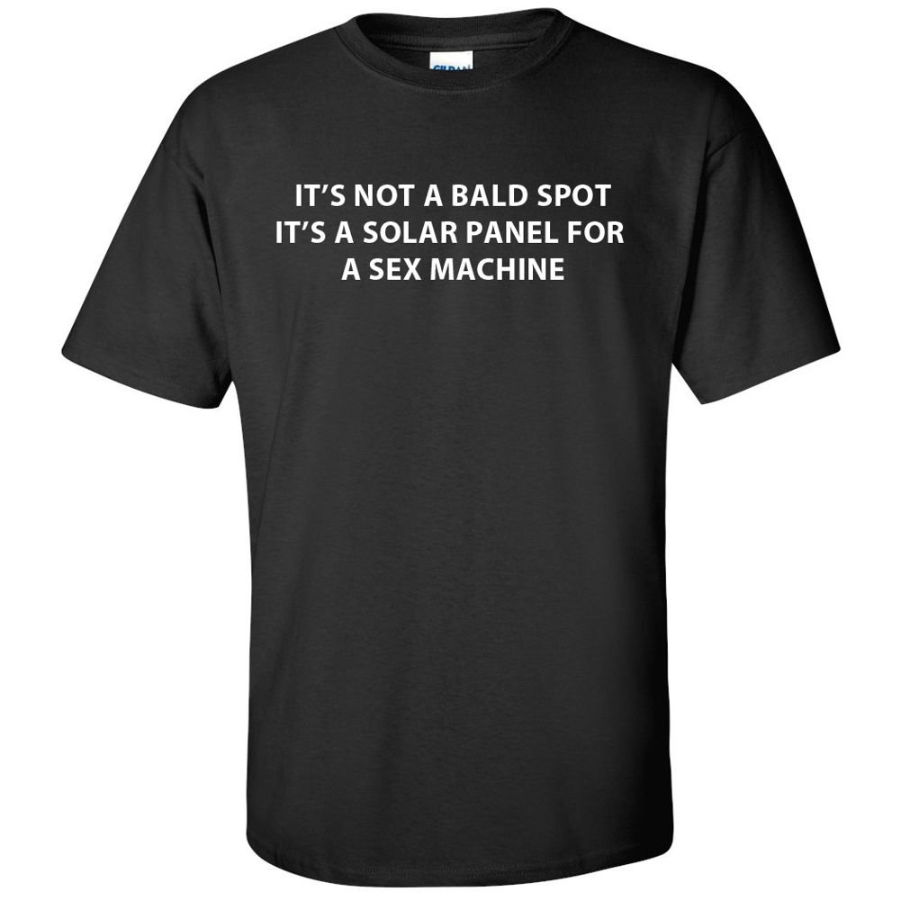 Funny Solar Panel Bald Spot T-Shirt - Black, Small | Novelty Graphic Tee for Men & Women | Perfect Gift for Birthday, Christmas & Parties | Great for Office Humor, Casual Wear & Gag Gifts | Ideal for Everyday Wear, Costume Parties & Prank Gifts