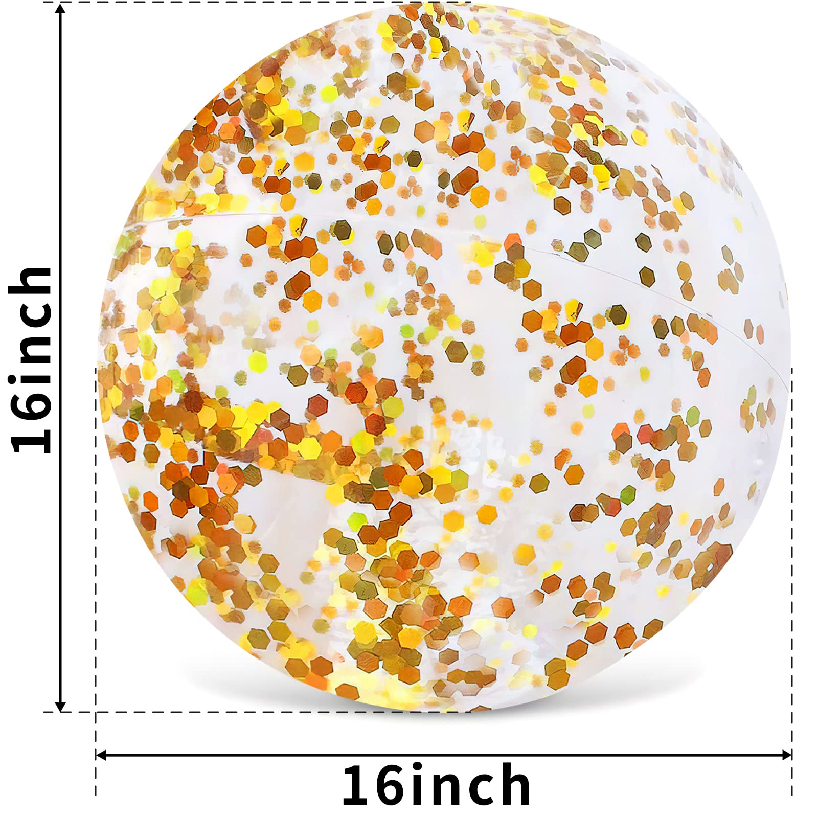 16Inch AMOR PRESENT Glitter Inflatable Beach Ball for Pool, Party Favors, Summer Fun, and Outdoor Water Activities