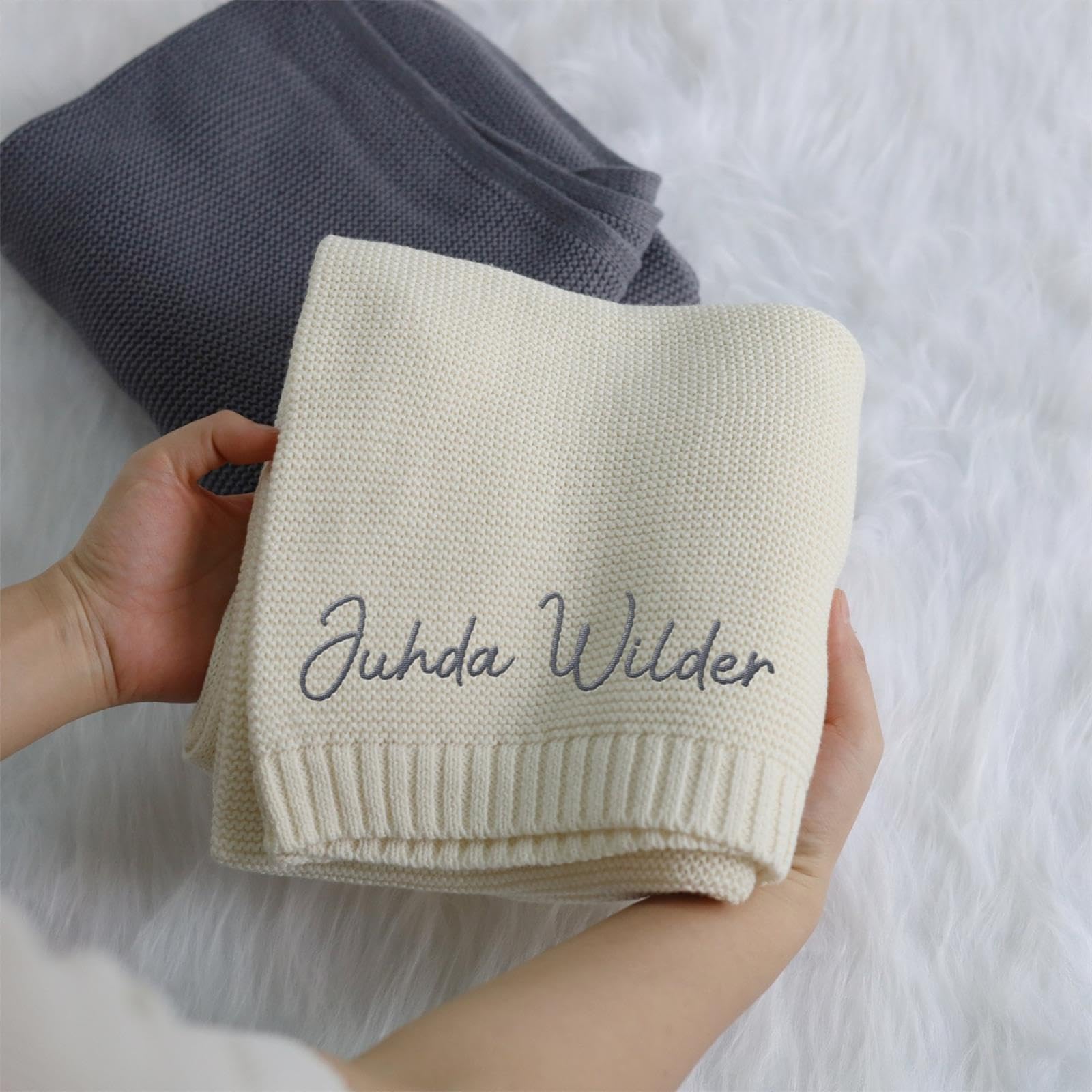 Personalized Baby Blanket with Custom Embroidered Name - Soft Knit Nursery Blanket for Newborns - Perfect Baby Shower Gift for Boys & Girls - Ideal for Birthdays, Christmas & Special Occasions - Cozy & Safe for Cribs, Strollers & Snuggling