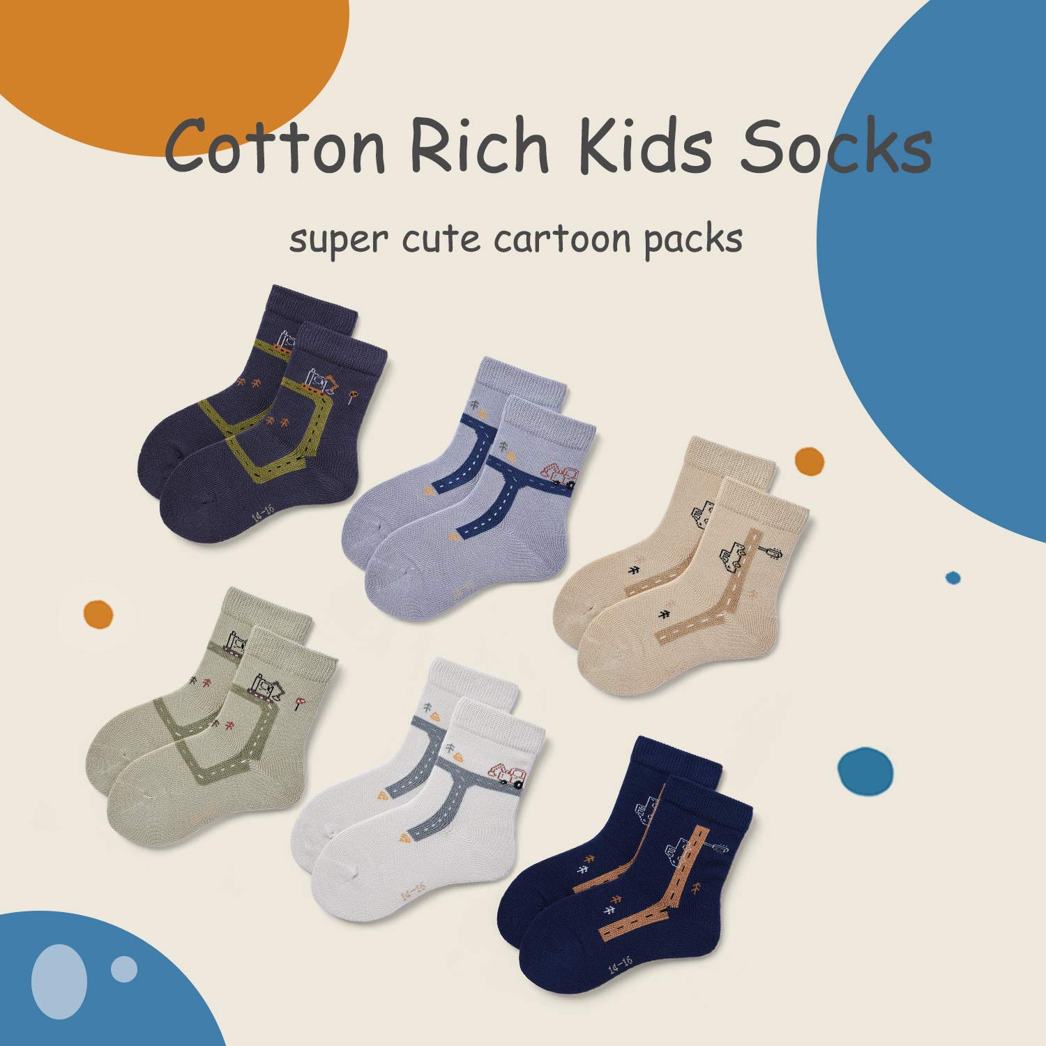 **HowJoJo Boys Cotton Crew Socks - Kids Seamless Toe Athletic Socks - Colorful Quarter Socks for Sports & Everyday Wear**