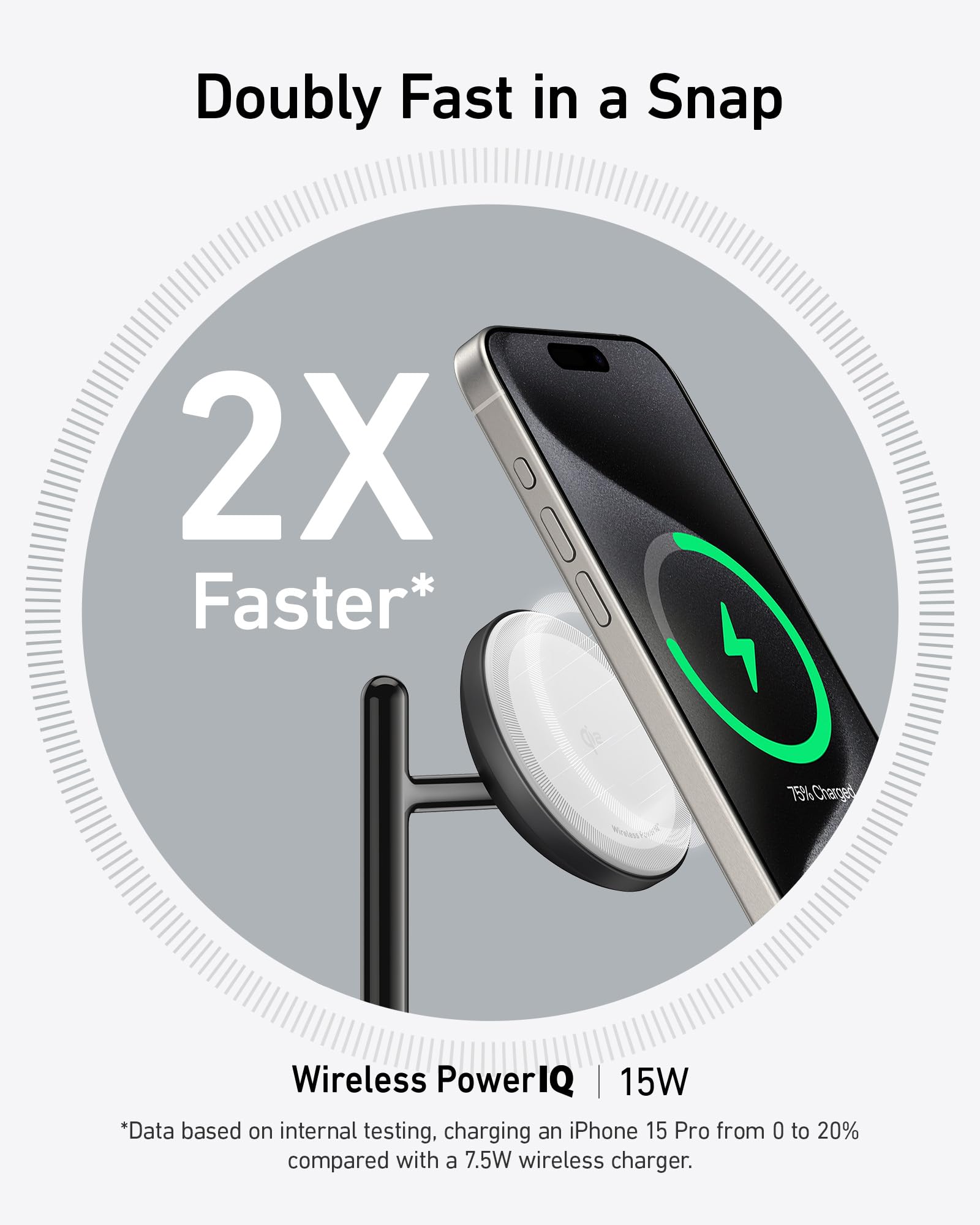 Anker 3-in-1 Wireless Charging Station with MagSafe | Qi2 Certified 15W Fast Charging Stand for iPhone 16/15/14/13 Series | Compatible with AirPods Pro & Apple Watch Ultra | Includes USB-C Cable | Perfect for Bedside, Office & Travel Charging