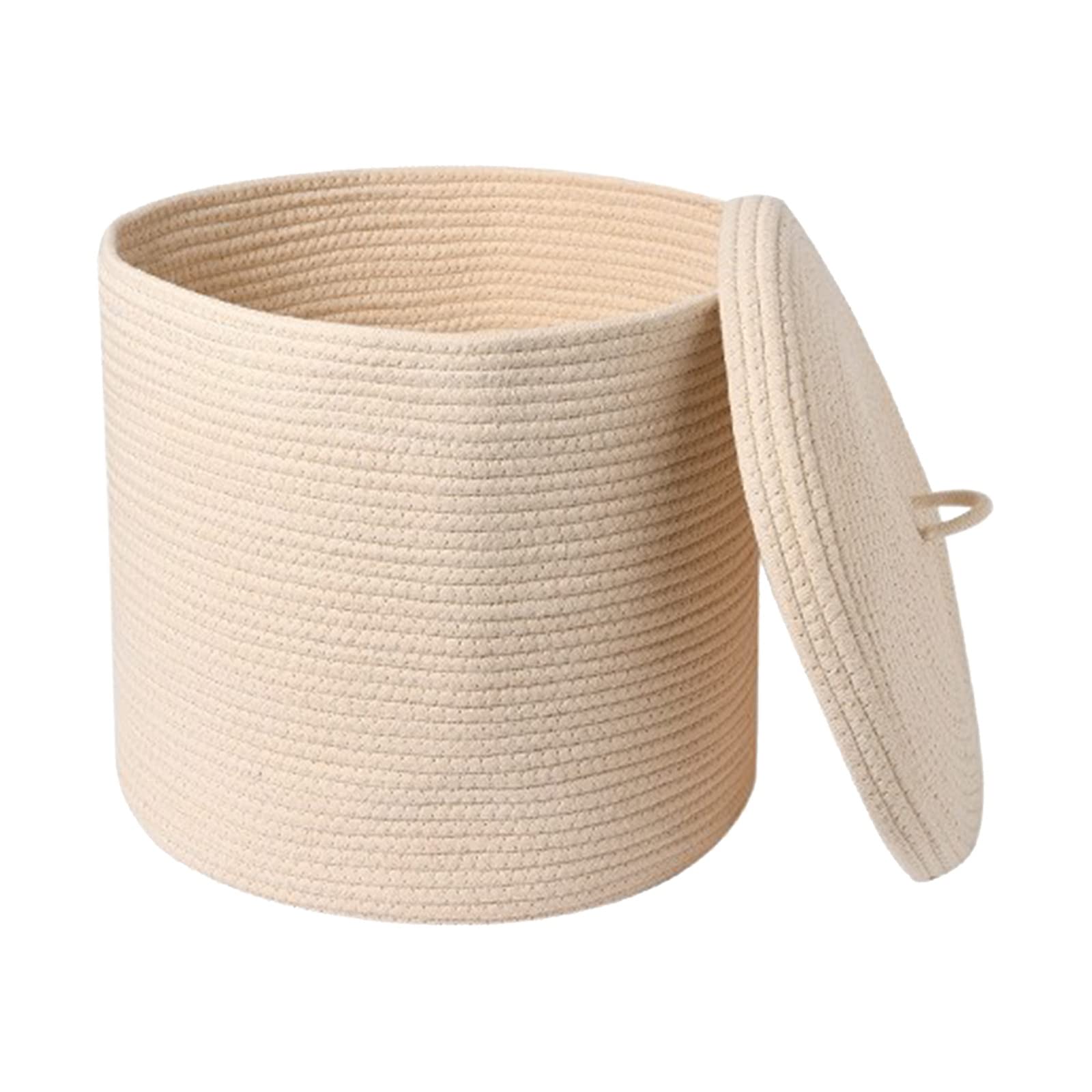 Large Cotton Rope Storage Basket with Lid & Handles - Organizer for Clothes, Toys, Comforters & Laundry | Perfect for Nursery, Bedroom & Closet Organization