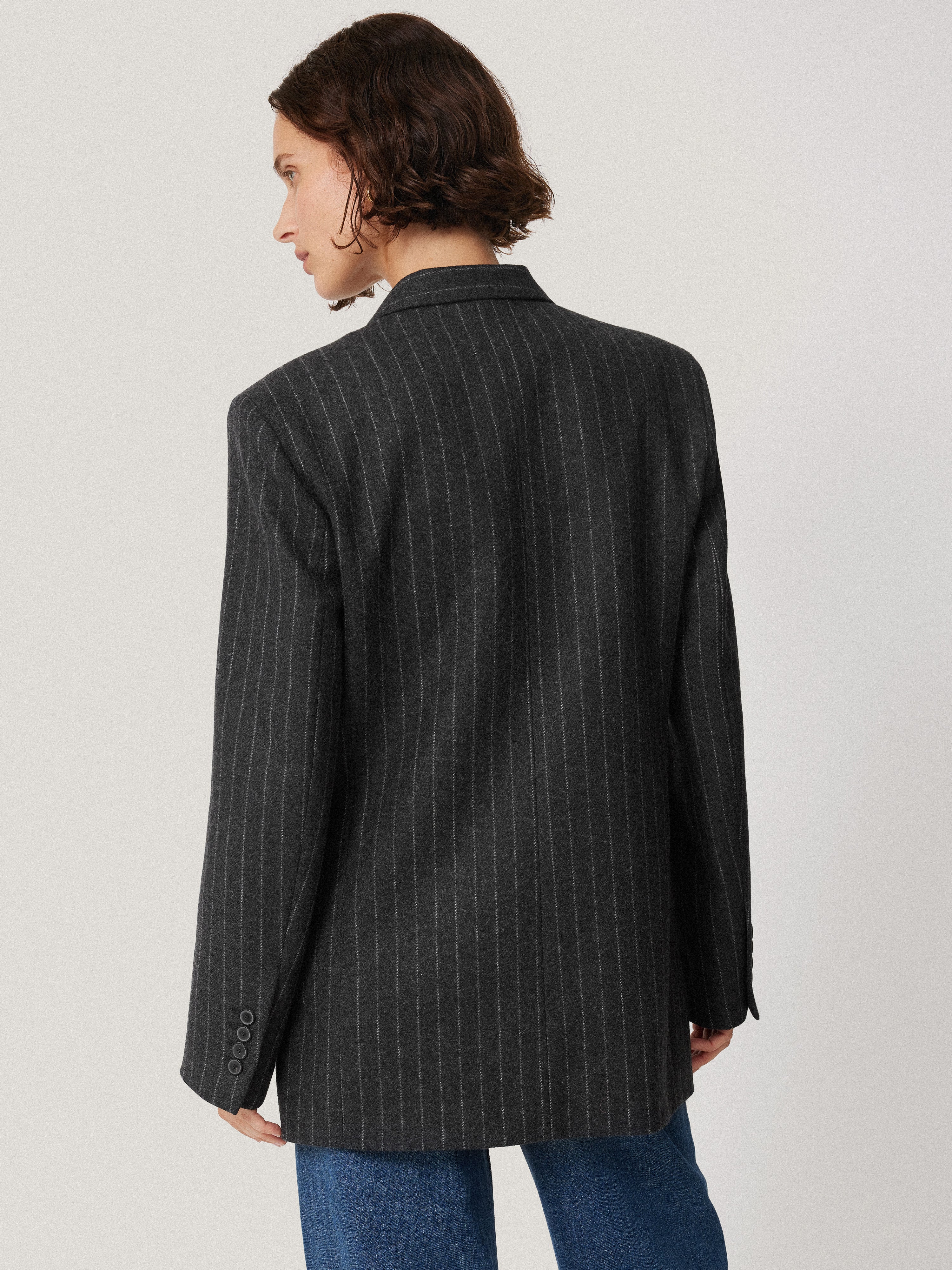 Premium Italian Wool Pinstripe Blazer for Men - Classic Grey Business Suit Jacket | Office Wear, Formal Events & Wedding Attire