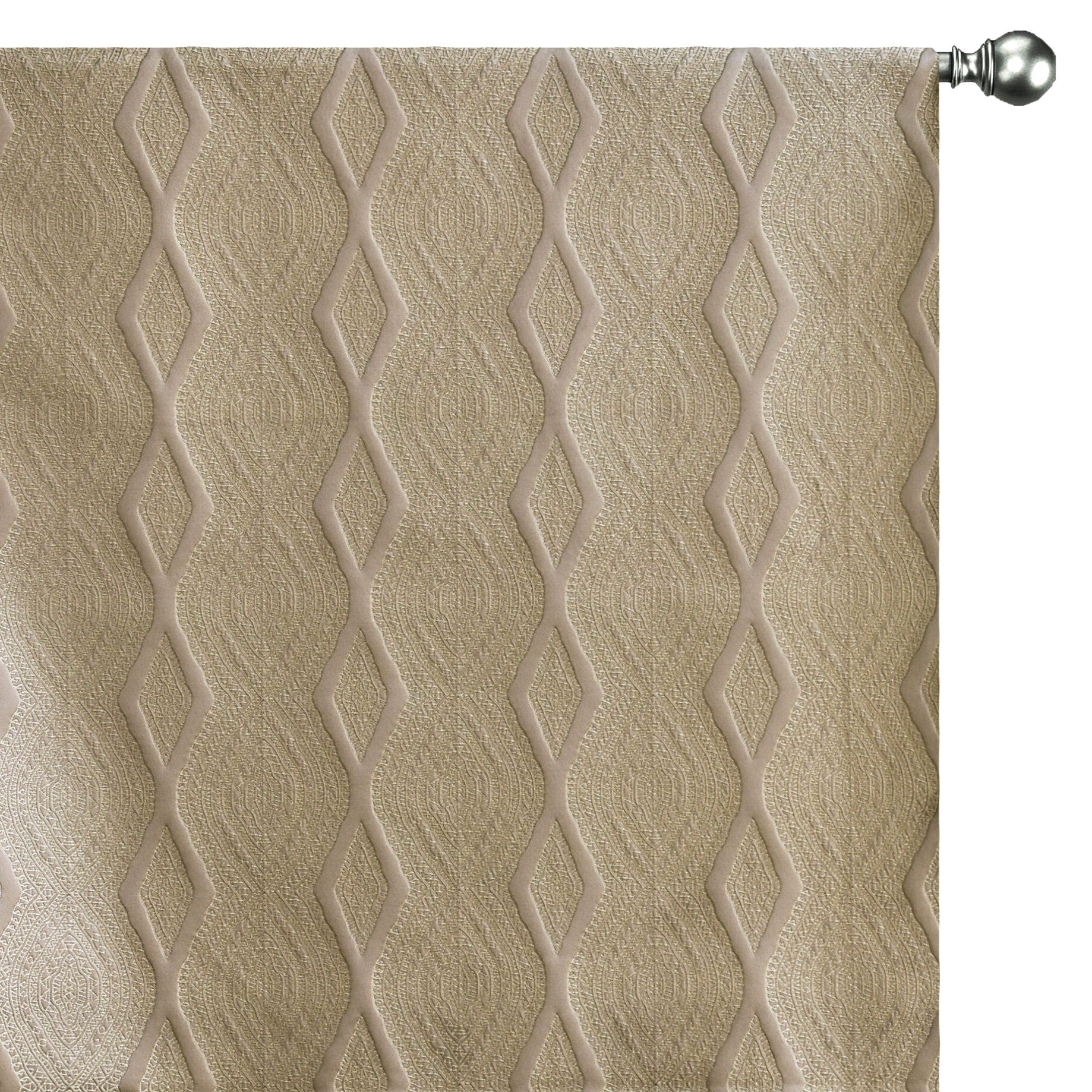 Beige Geometric Embroidered Viscose Curtain Panels for Living Room, Bedroom & Dining Room - Elegant Woven Window Drapes for Home Decor