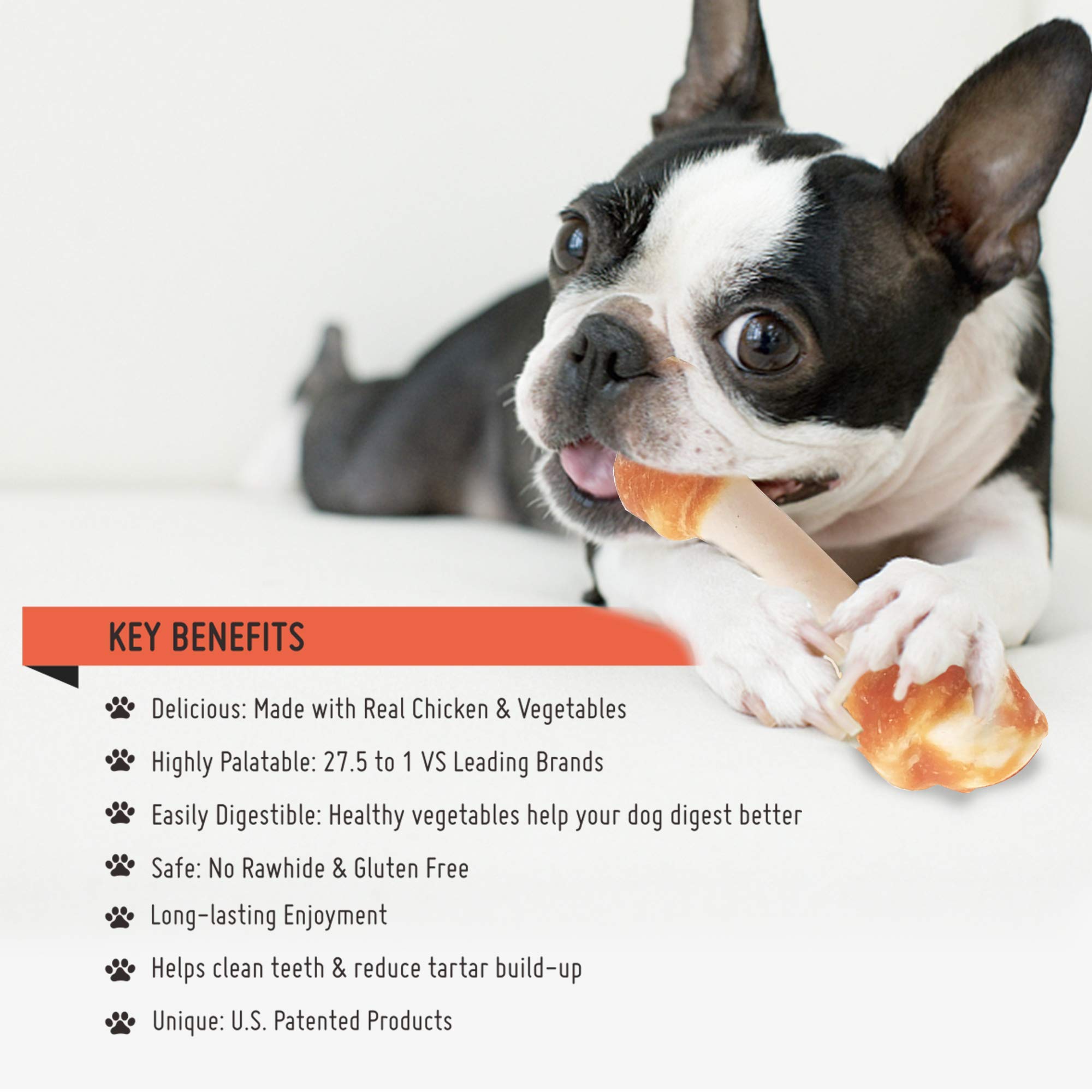 Premium Natural Dog Chew Bones for Small Dogs - Grain Free, Rawhide Free, Limited Ingredient, Healthy Dental Treats (18pcs/Pack x 2) - Perfect for Teething Puppies & Training Rewards