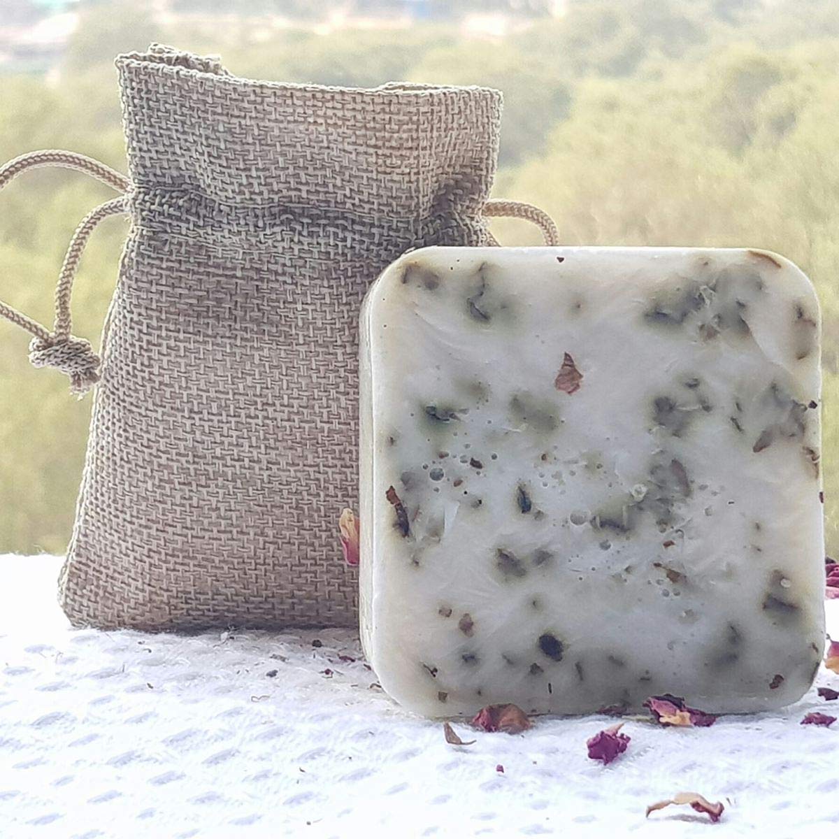 Organic Handmade Rose Petal Goat Milk Soap - Moisturizing & Nourishing Skin Care for Women, Men & Kids - 100g Natural Body Soap Bar - Perfect for Dry Skin, Sensitive Skin & Daily Bathing Routine