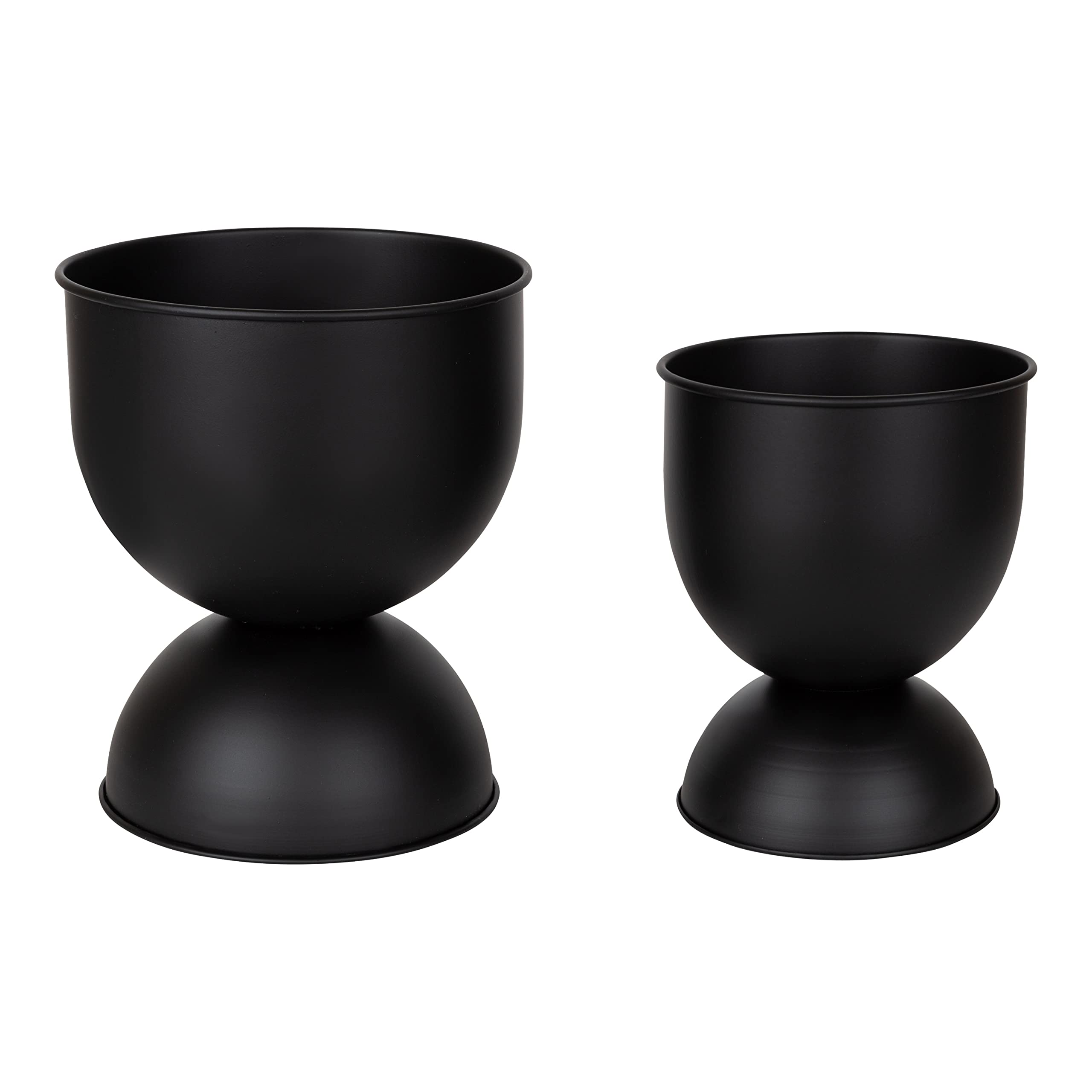 Kate and Laurel Volz Modern Indoor Planter Set of 2 - Black Ceramic Flower Pots for Plants | Stylish Home Decor for Living Room, Office & Shelf Display