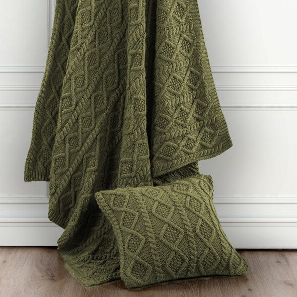 Cozy Cable Knit Wool Throw Blanket - Soft & Warm Handmade Knit Blanket for Couch, Bed, Sofa - Perfect for Winter, Fall & Home Decor