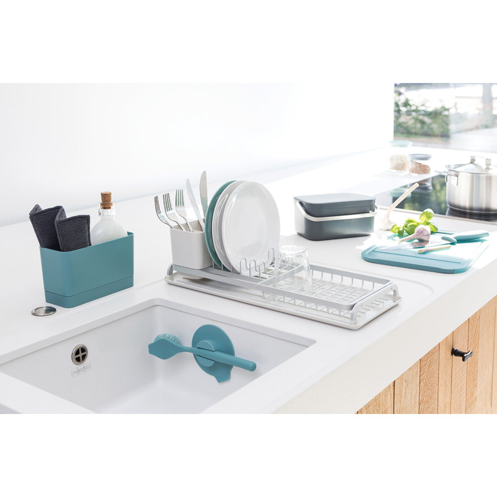 Compact Dish Drying Rack Light Grey - Space Saving Kitchen Organizer for Dishes, Cups & Utensils - Perfect for Small Kitchens, Apartments & RVs