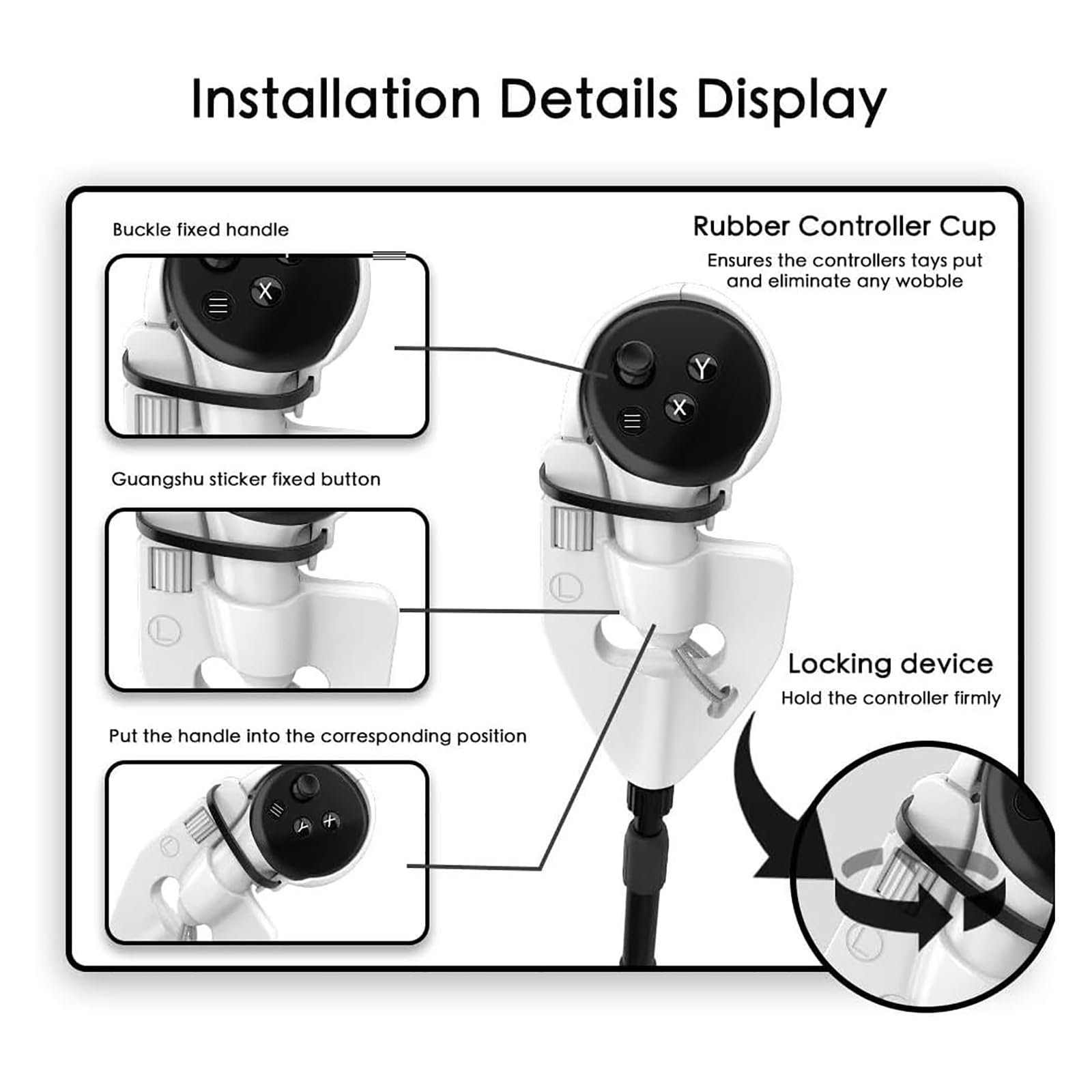 Amhuui VR Golf Club Handle for Quest 3, Universal 2-in-1 Retractable Long Arm Controller Grip - Enhance Immersive VR Gaming Experience | Perfect for Golf Simulators & VR Sports Games
