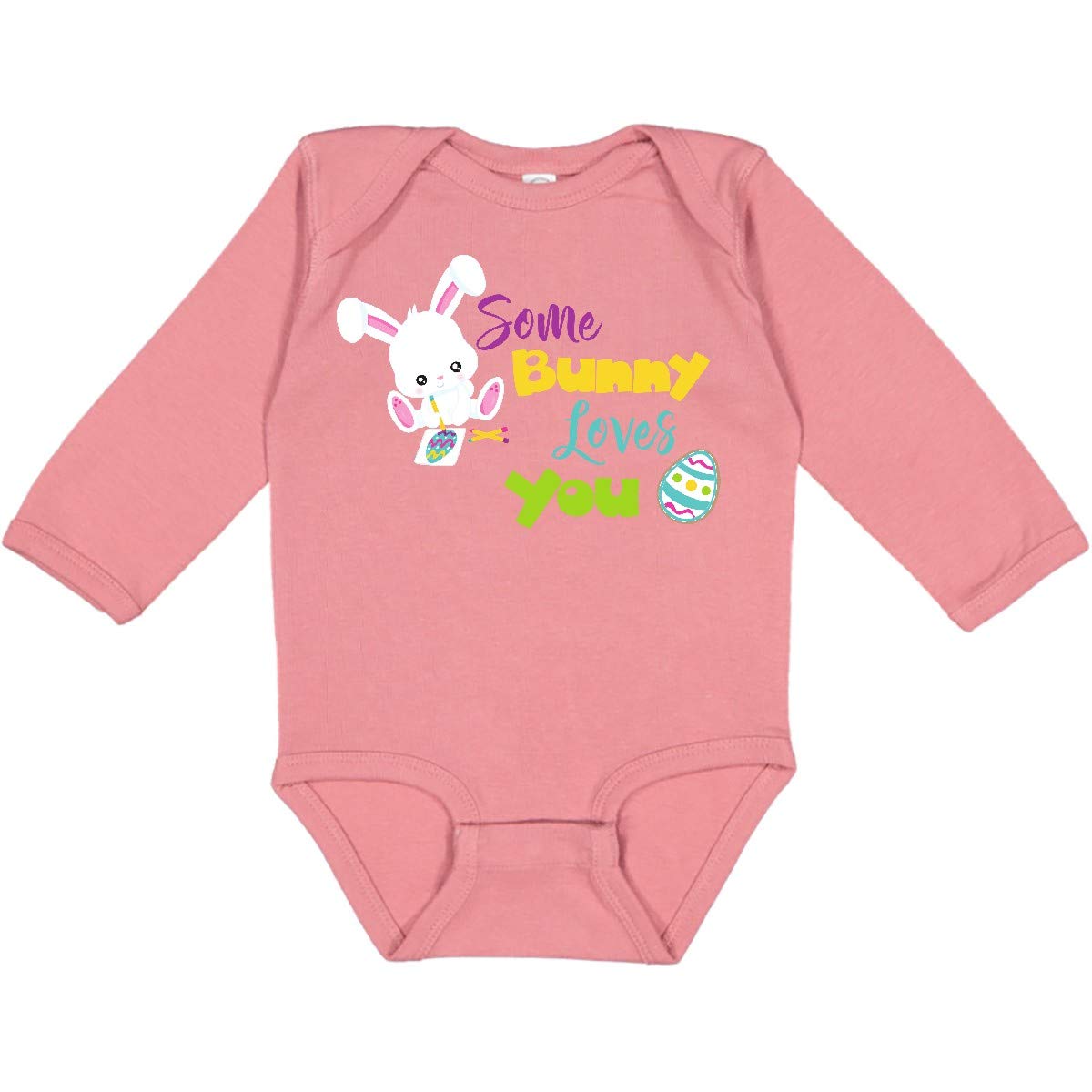 Inktastic Easter Bunny 'Some Bunny Loves You' Long Sleeve Baby Bodysuit - Cute Rabbit & Easter Eggs Design for Easter Outfits, Photo Shoots & Holiday Celebrations