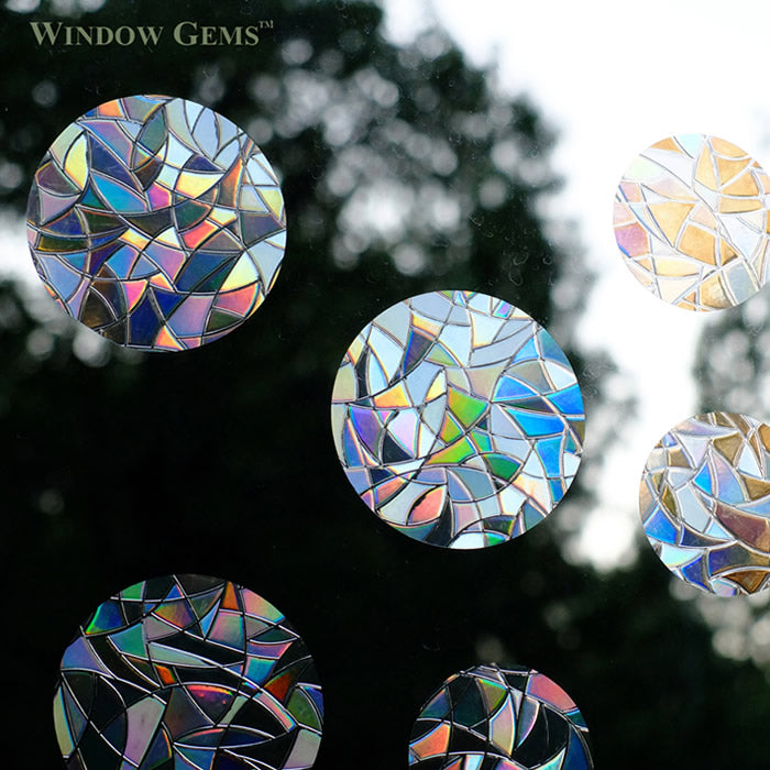 10-Pack Circles Window Gems - Decorative Stained Glass Window Stickers for Home, Office & Nursery Decor - DIY Sun Catchers & Wall Art