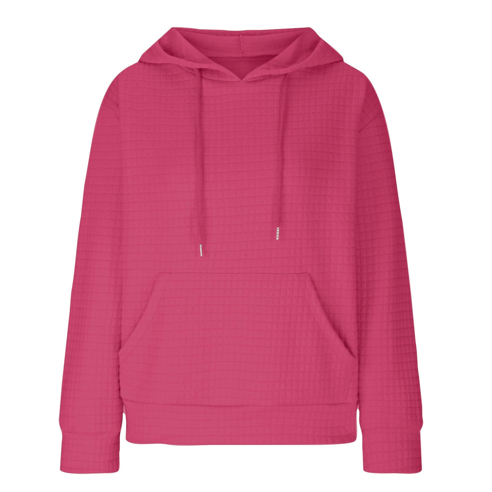 Stessotudo Women's Casual Waffle Hoodies - Long Sleeve Drawstring Comfortable Sweatshirts, Solid Color Loose Fit Fashion Fall Clothes 2023 | Perfect for Autumn Outings, Coffee Dates & Cozy Loungewear