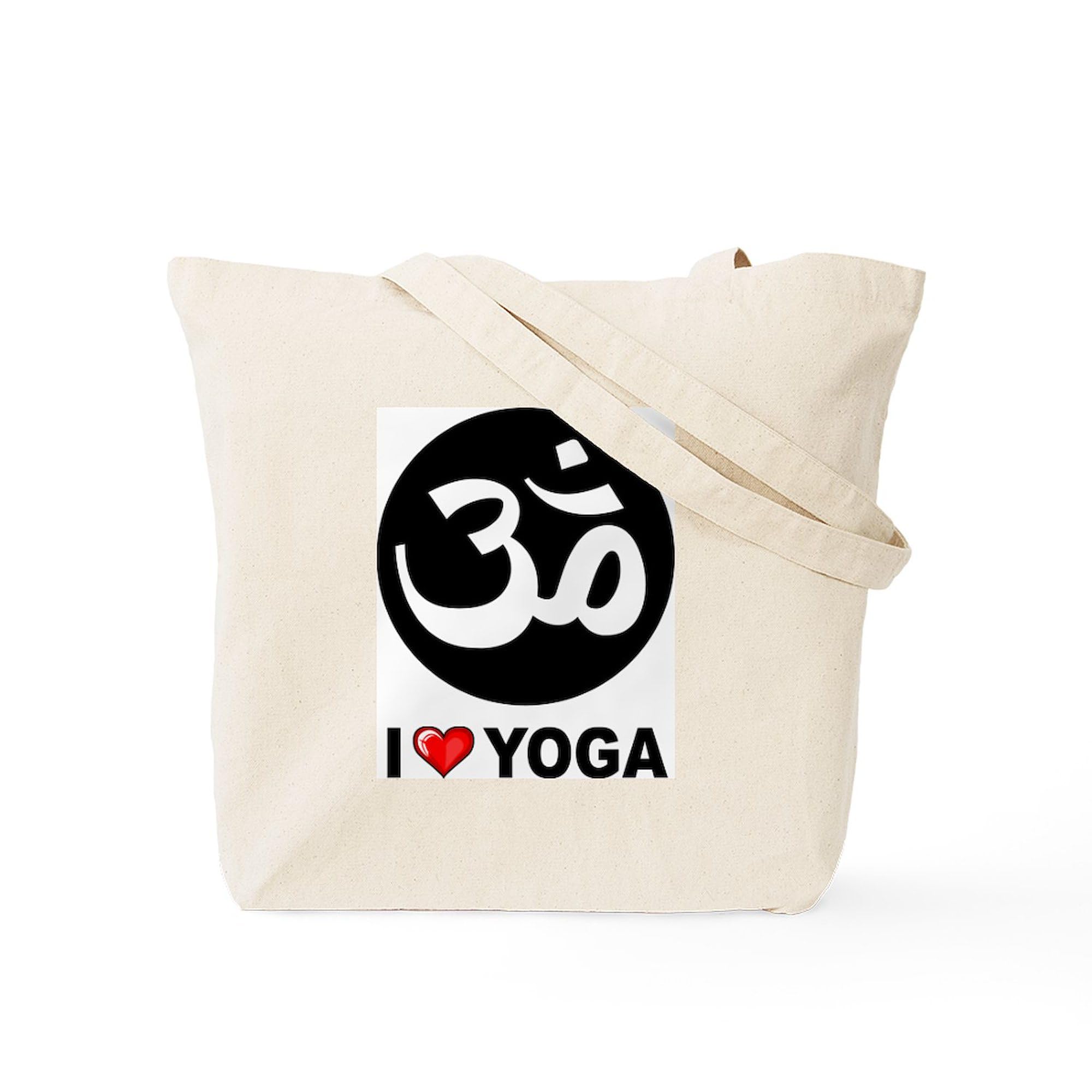 I Love Yoga Tote Bag - Natural Canvas Reusable Shopping Bag for Yoga Class, Groceries & Beach | Eco-Friendly Cotton Tote with Inspirational Quote