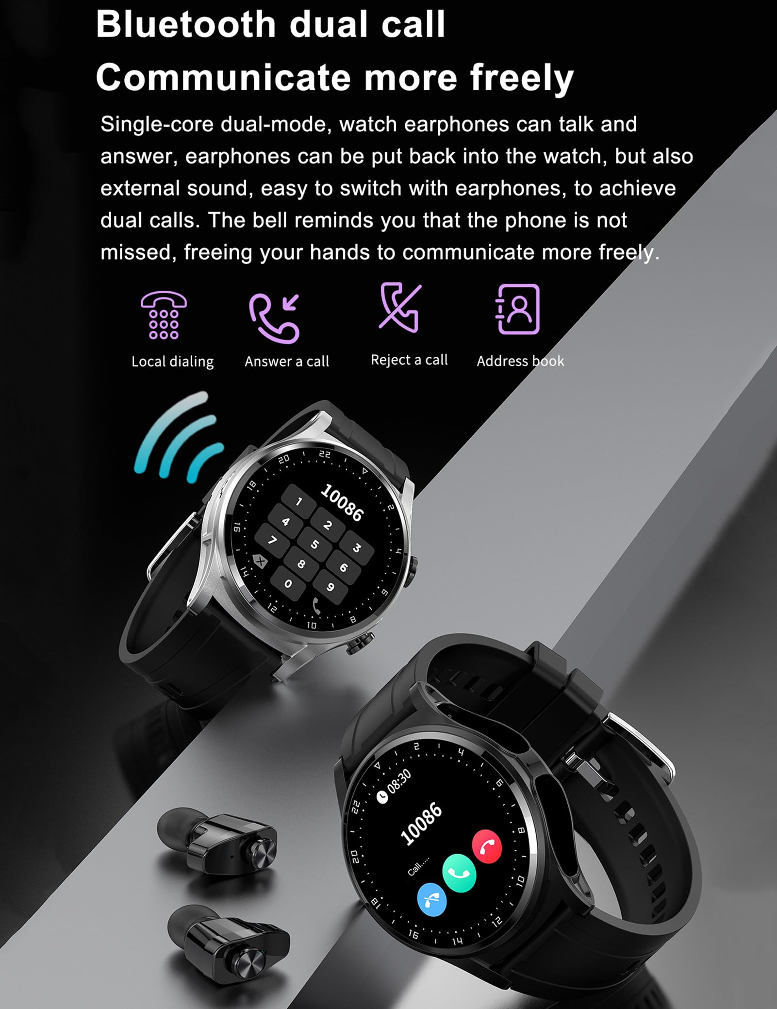 Smart Watch with Wireless Earbuds - Bluetooth Fitness Tracker for Men & Women, Ultra-Thin Metal Body, 9D HD Sound, Heart Rate Monitor, Step Counter - Compatible with Android & iOS Phones - Perfect for Workouts, Running & Daily Use