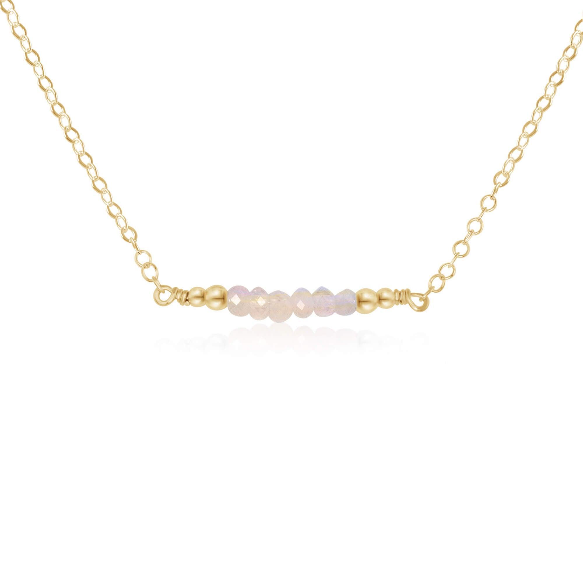 Sparkling Rainbow Moonstone Faceted Bead Bar Necklace - Elegant Handmade Jewelry for Women, Gift for Her, Perfect for Weddings, Parties & Special Occasions