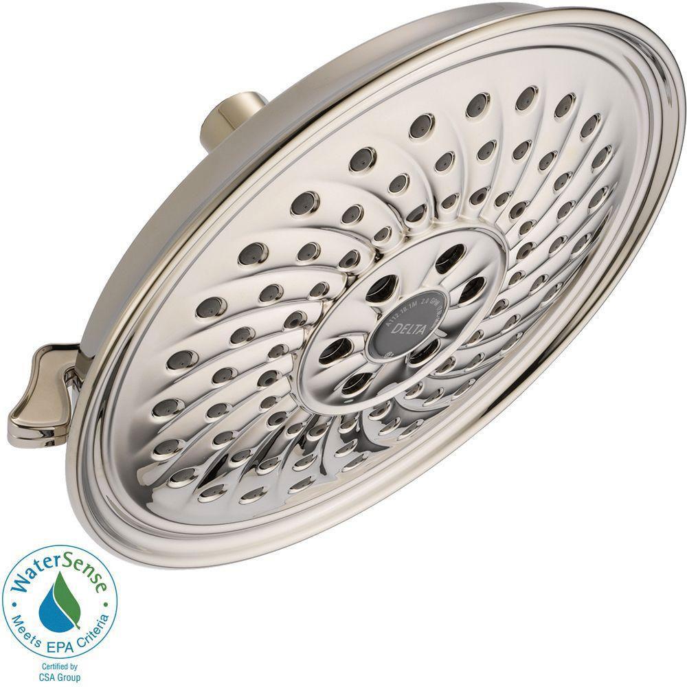 Delta 3-Spray 8-1/4 Inch H2OKinetic Raincan Showerhead in Polished Nickel (Model 667548) - Water Saving Luxury Shower Head for Spa-Like Bathroom Experience