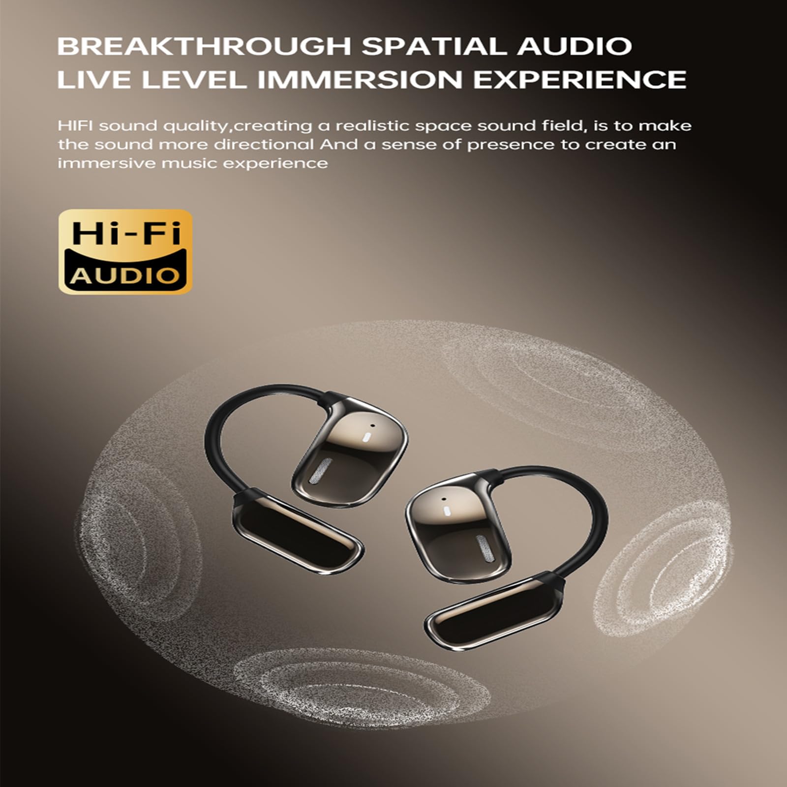 Wireless Open-Ear Bluetooth Earbuds with Touch Screen LCD & Microphone - Bluetooth 5.4 for iOS/Android - Perfect for Running, Cycling & Outdoor Activities
