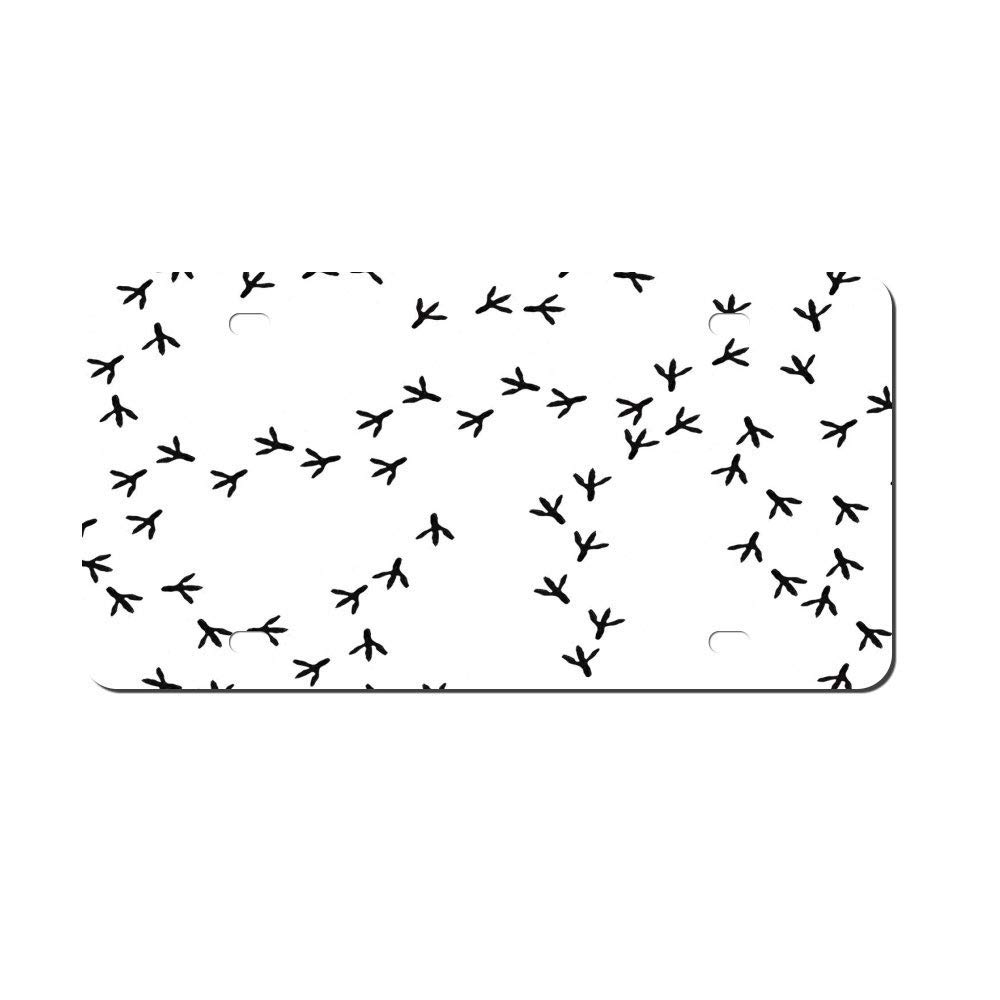 Abstract Chicken Chic White Aluminum Car Front License Plate Cover - Stylish & Durable for Cars, Trucks, SUVs - Perfect for Customizing Your Vehicle