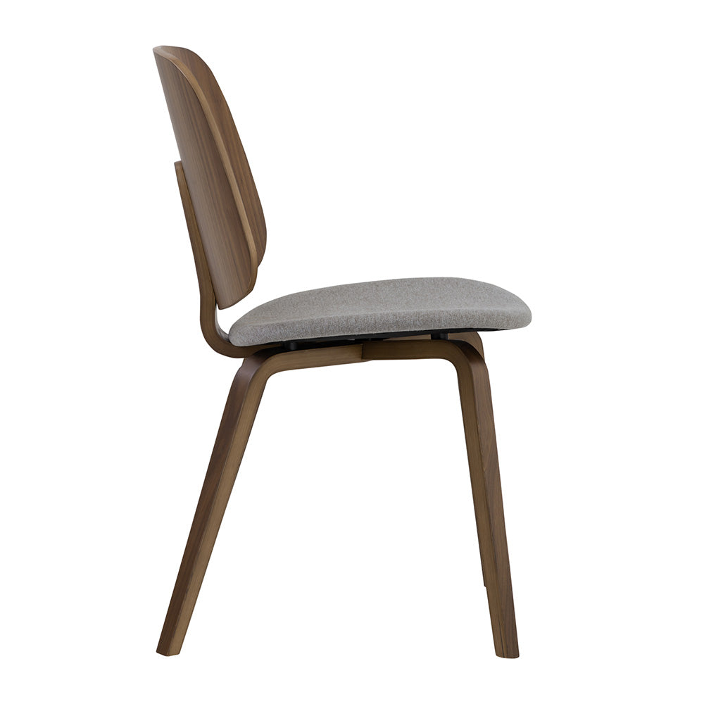AVARIE Modern Dining Chair - Grey Fabric & Walnut Wood - Comfortable Kitchen & Dining Room Furniture for Home & Restaurant Use