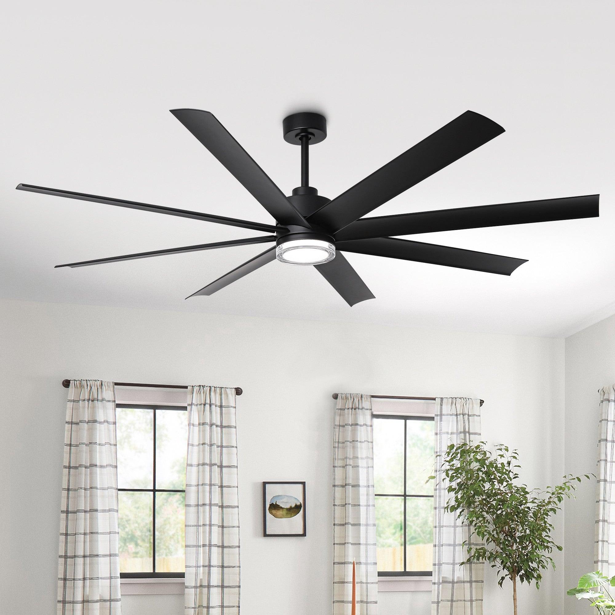72 Inch Modern Smart Ceiling Fan with LED Light and Downrod Mount - Perfect for Living Room, Bedroom, and Office Cooling & Lighting