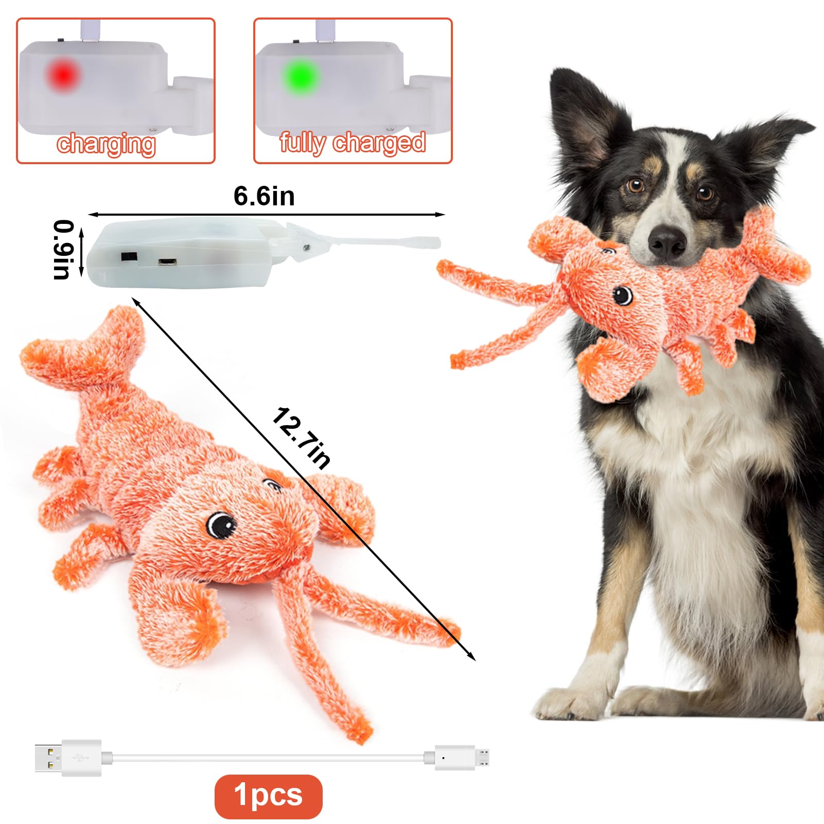 BABORUI Interactive Dog Toys - Rechargeable Wiggly Lobster Chew Toy for Small, Medium & Large Dogs | Puppy Entertainment & Boredom Relief | Indoor Play, Training Reward & Anxiety Relief