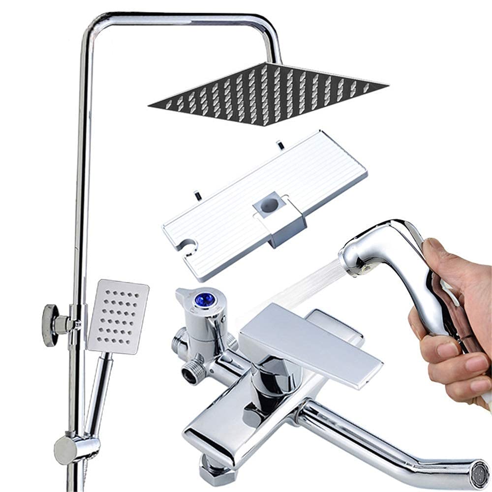 MFLASMF High Pressure Shower Head Set with 4-Speed Spray Modes - Copper Faucet & Handheld Spray Gun for Women's Bathroom - Ideal for Relaxing Showers & Hair Washing (Color: As Pictured)